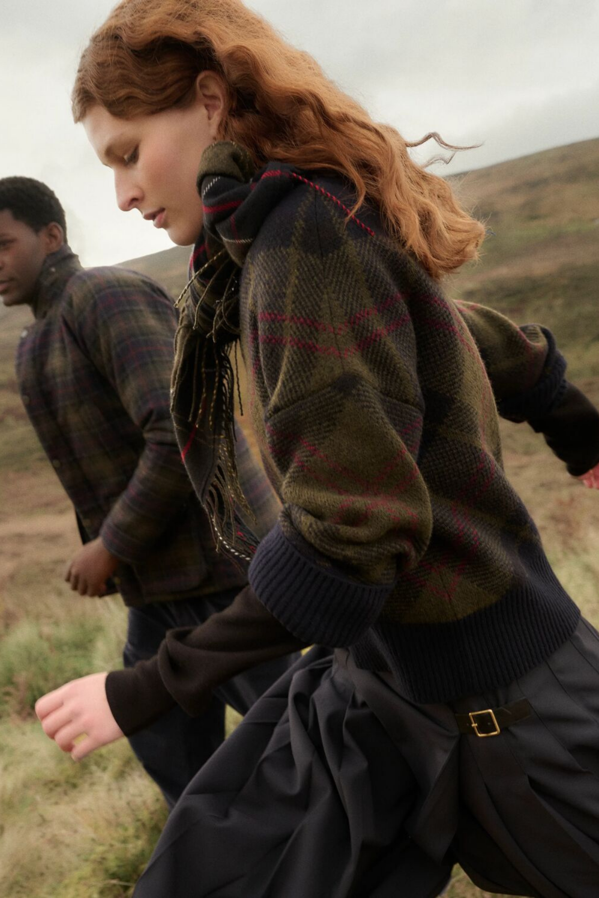 Barbour Shae Knitted Kazak TN43 Shadow Classic Tartan