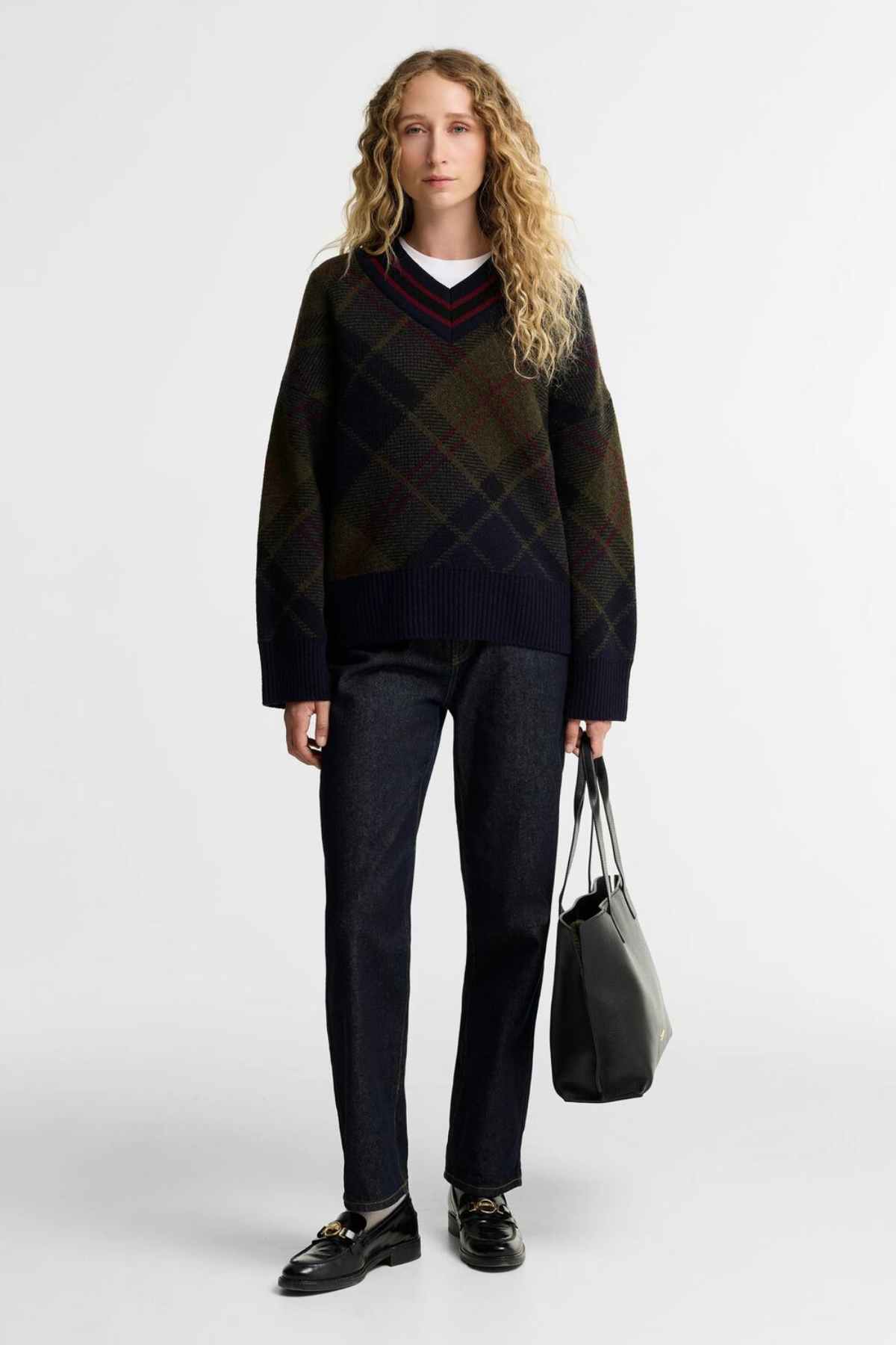 Barbour Shae Knitted Kazak TN43 Shadow Classic Tartan