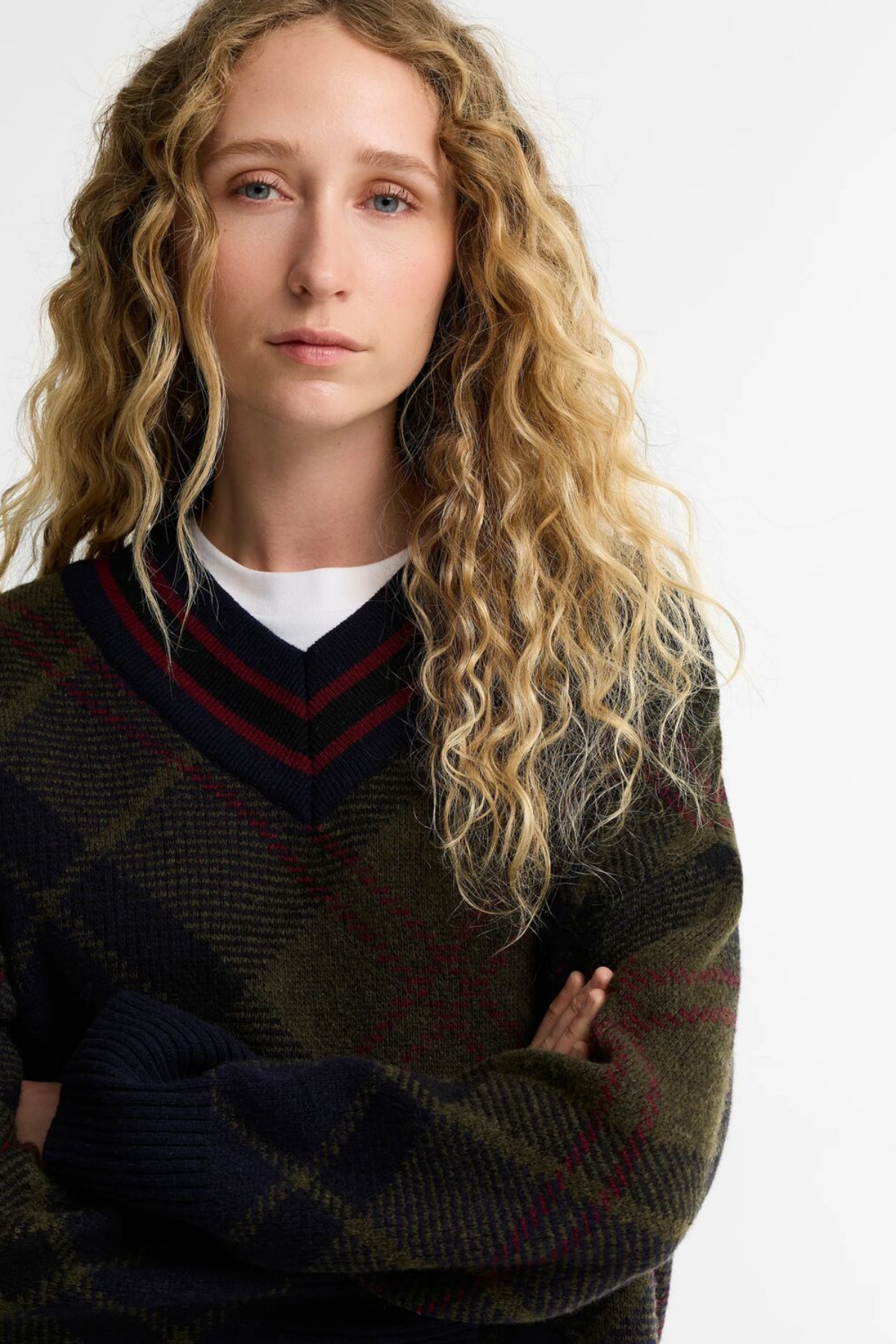 Barbour Shae Knitted Kazak TN43 Shadow Classic Tartan