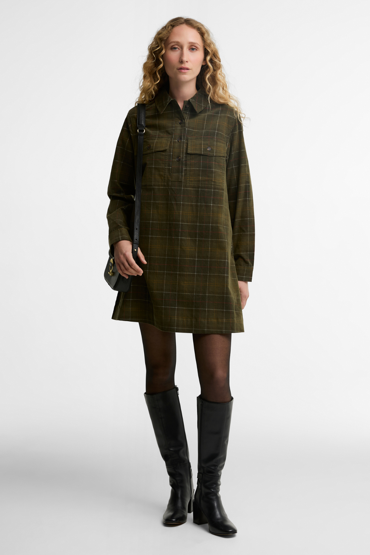 Barbour Shae Mini Elbise SG95 Sage Classic Tartan