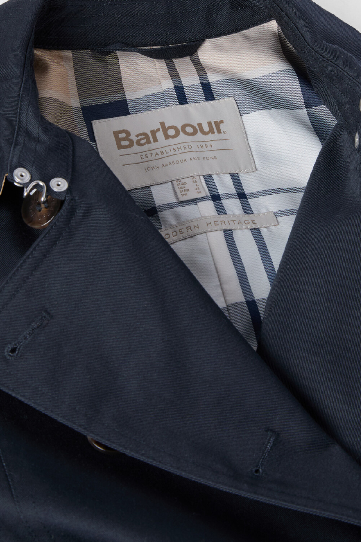 Barbour Short Greta Showerproof Ceket NY75 Dark Navy/Hessian Tartan