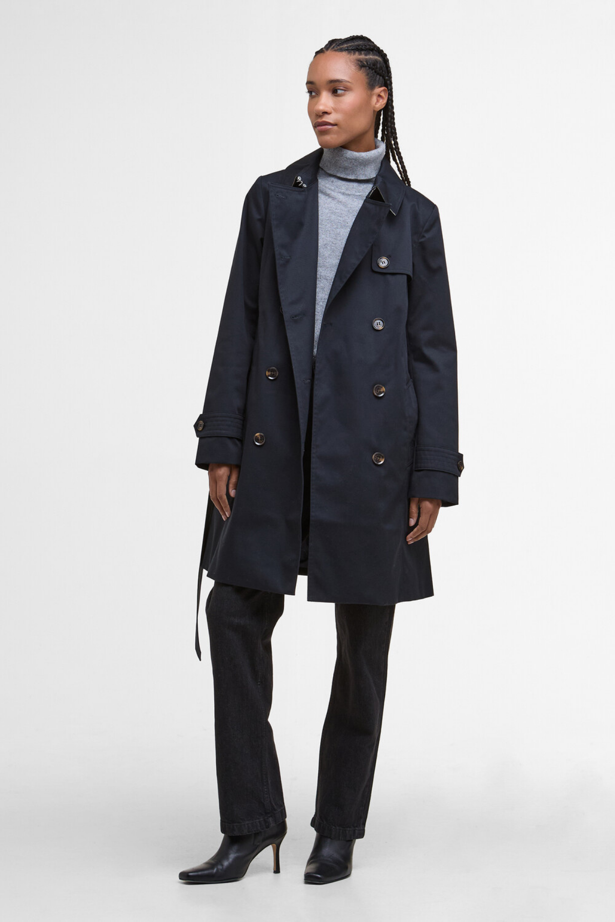 Barbour Short Greta Showerproof Ceket NY75 Dark Navy/Hessian Tartan