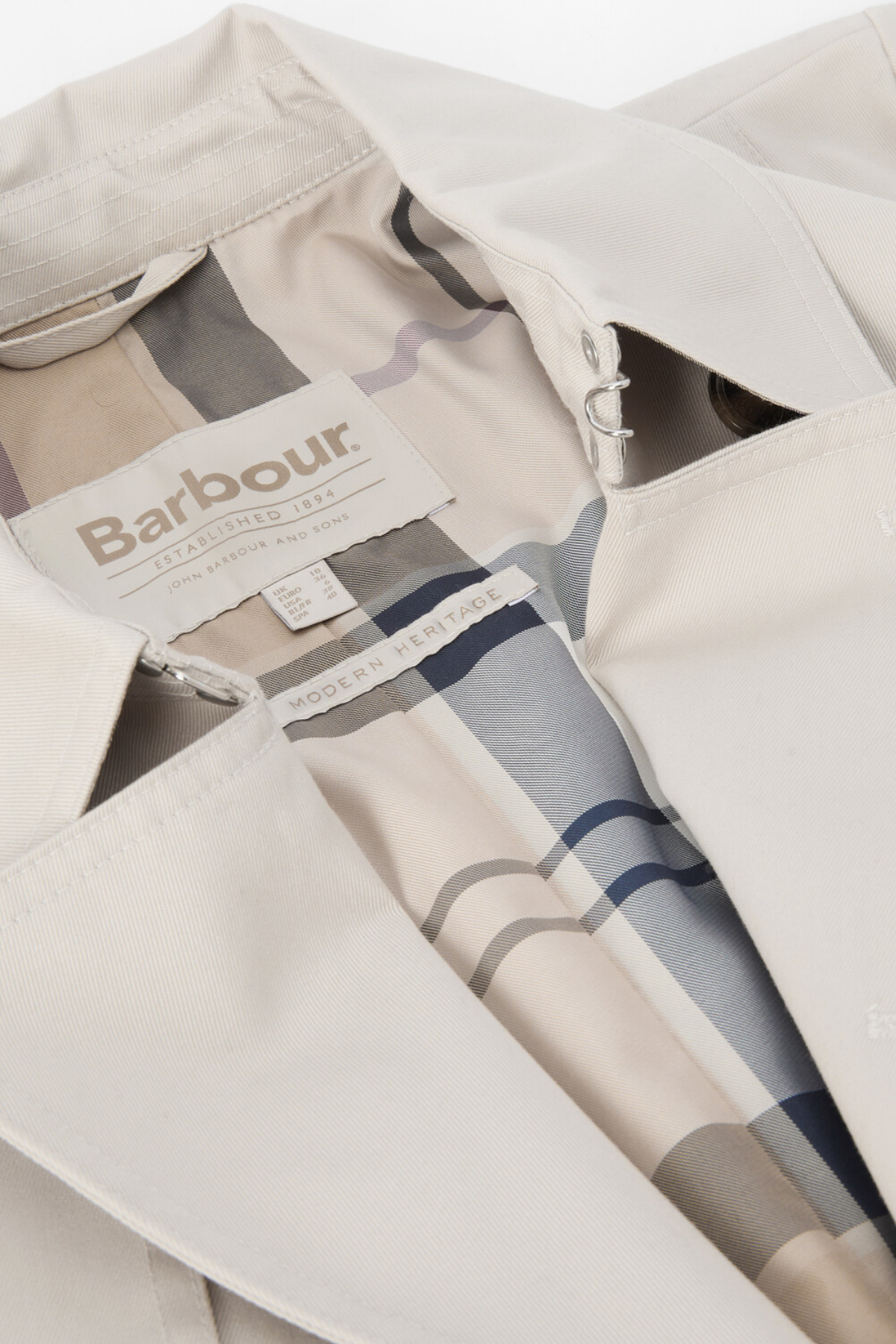 Barbour Short Greta Showerproof Ceket ST32 Mist/Hessian Tartan