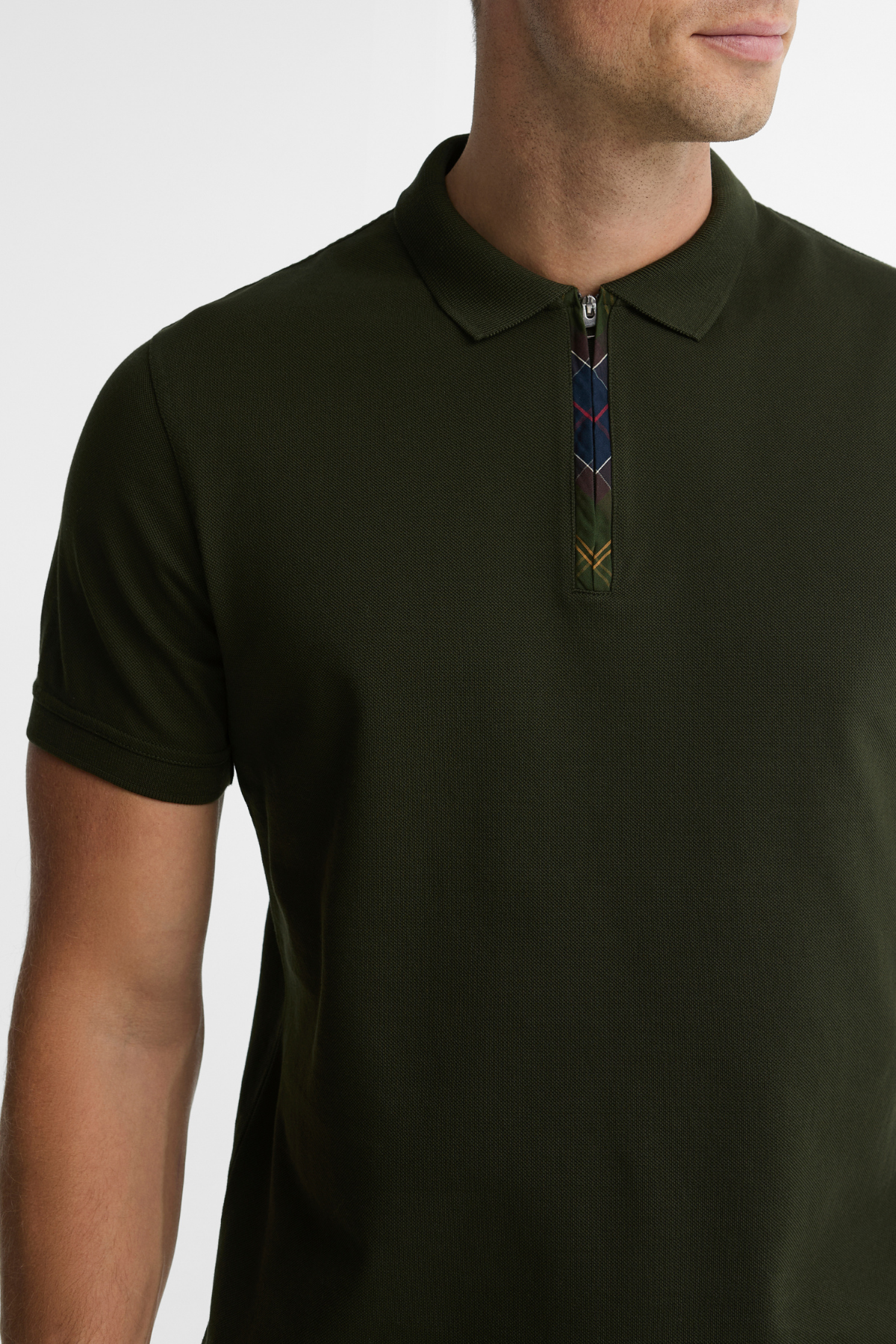 Barbour Stately Zip Polo Yaka GN13 Sage