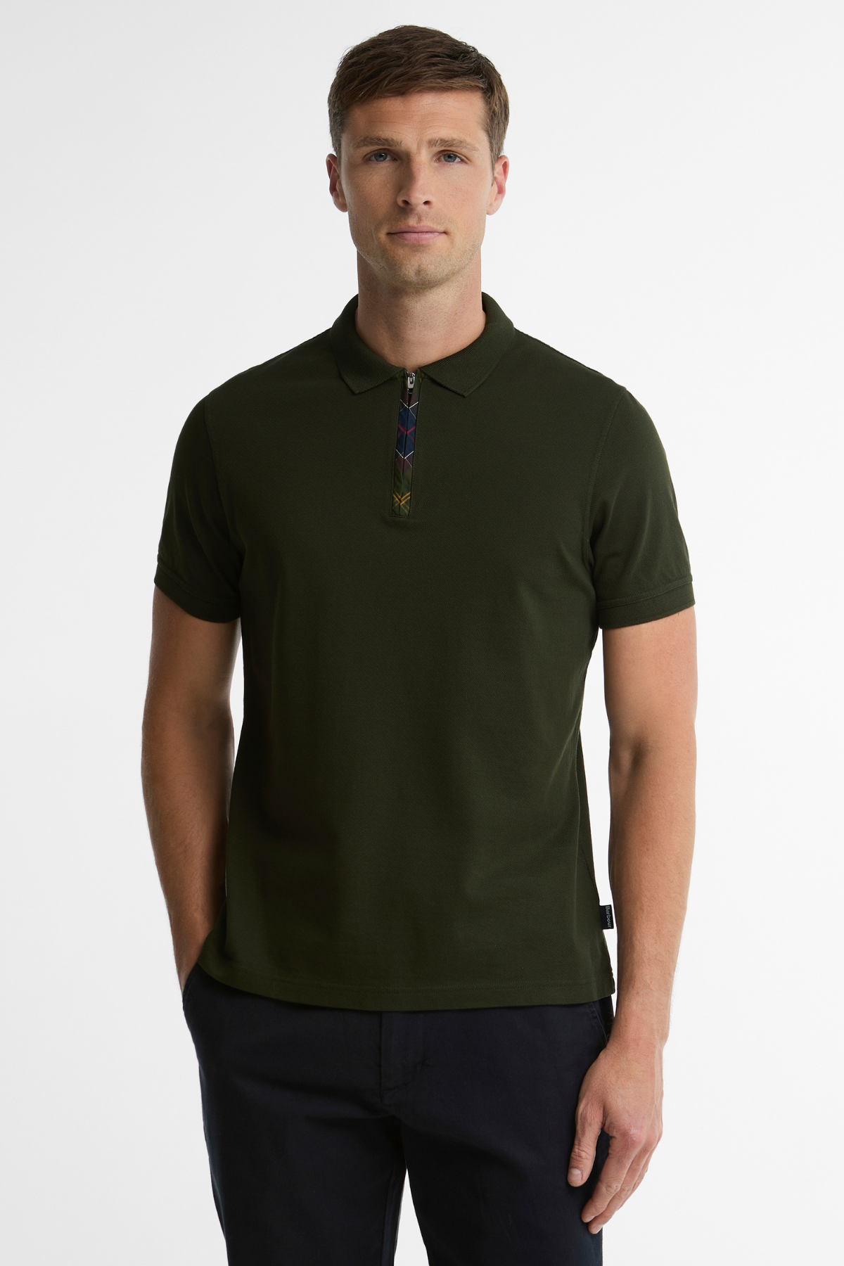 Barbour Stately Zip Polo Yaka GN13 Sage
