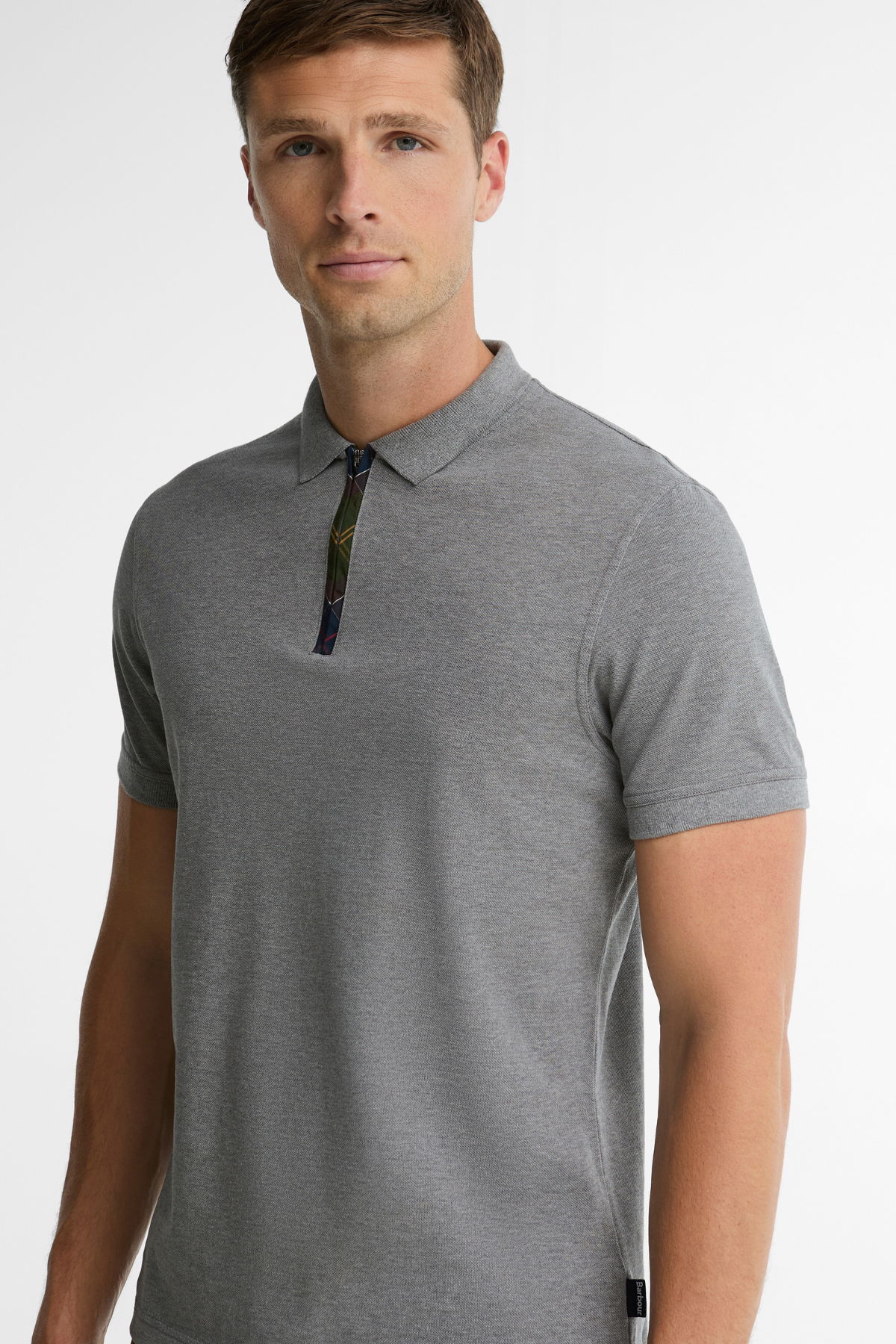 Barbour Stately Zip Polo Yaka GY97 Pewter
