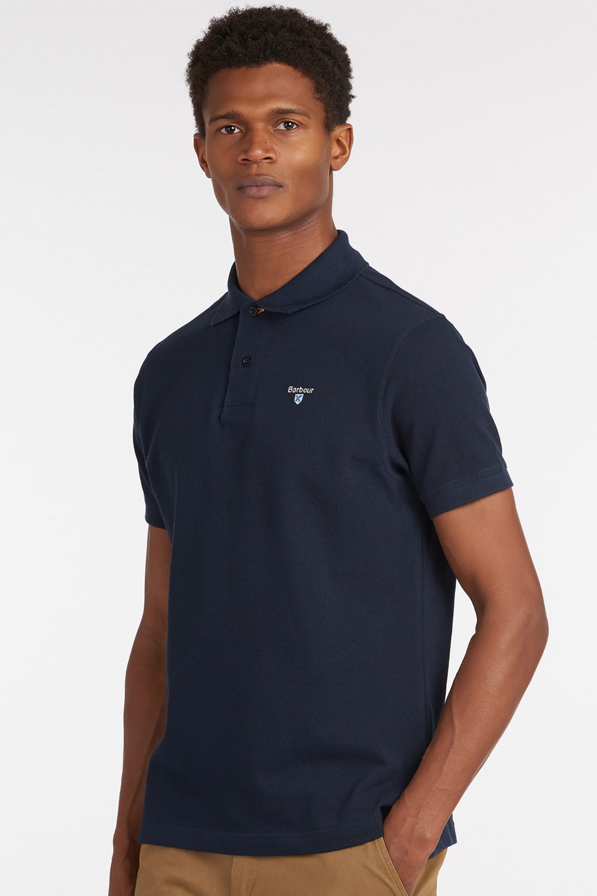 Barbour Tartan Pique Polo Shirt NY31 Navy