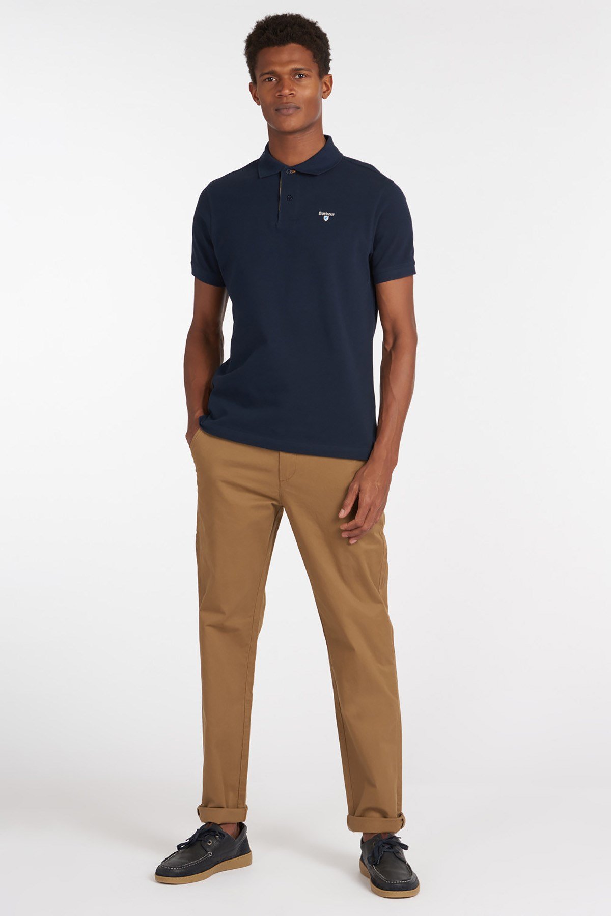 Barbour Tartan Pique Polo Shirt NY31 Navy