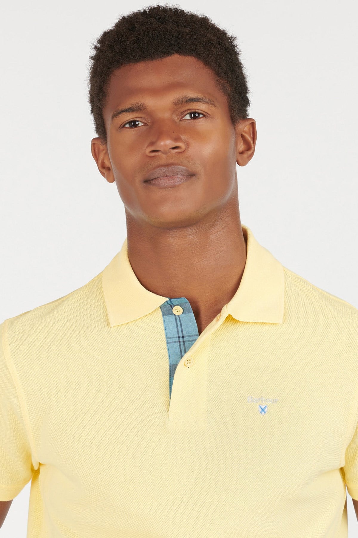 Barbour Tartan Pique Polo Shirt YE11 Corn