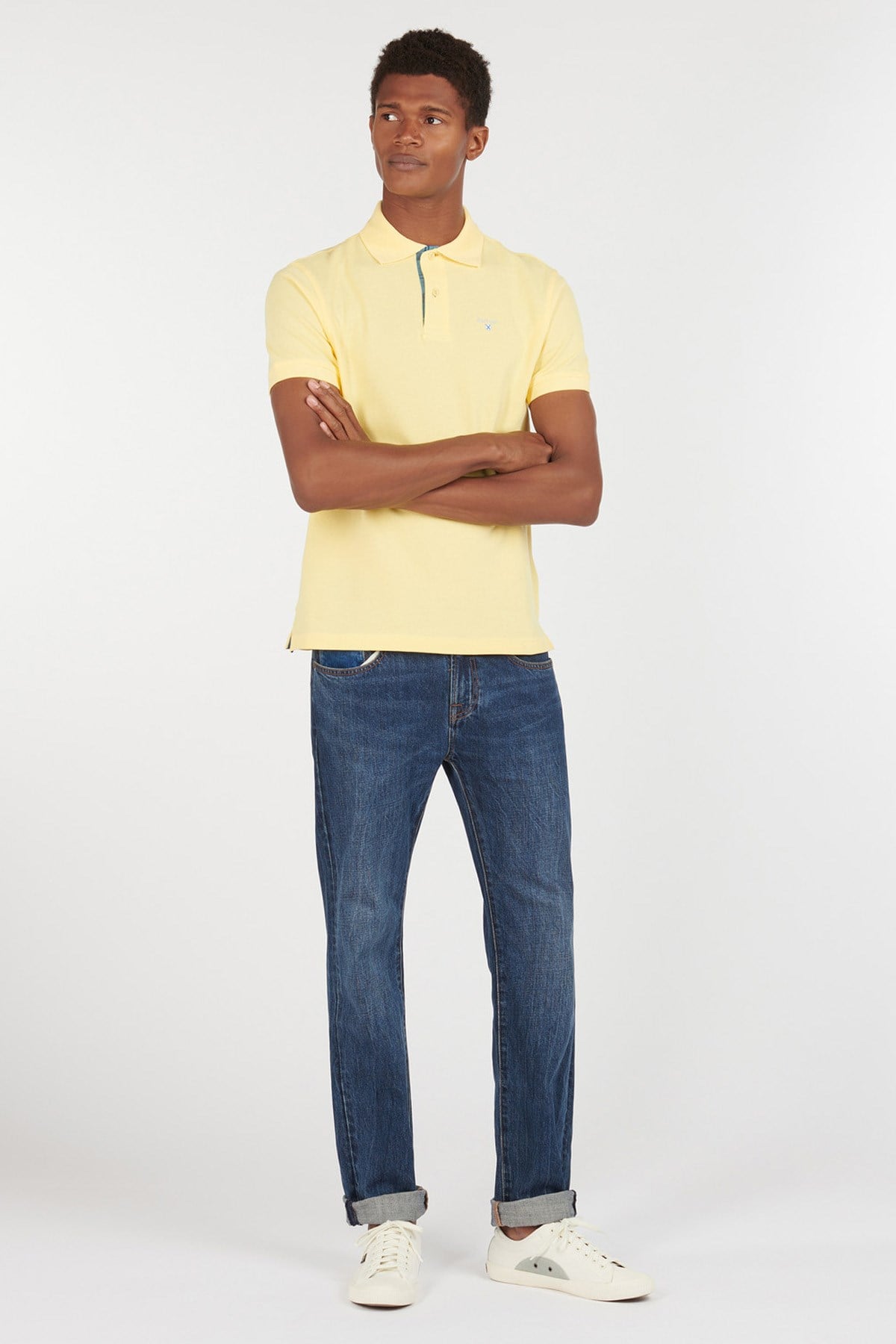 Barbour Tartan Pique Polo Shirt YE11 Corn