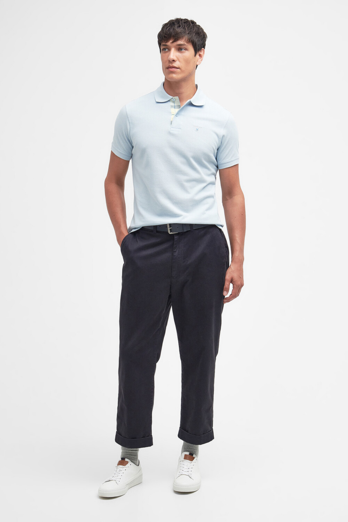 Barbour Tartan Pique Polo Yaka BU44 Niagara Mist
