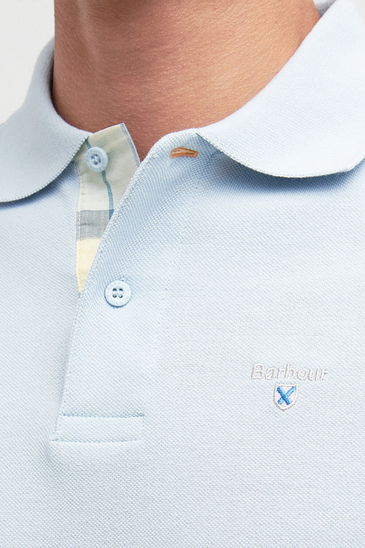 Barbour Tartan Pique Polo Yaka BU44 Niagara Mist