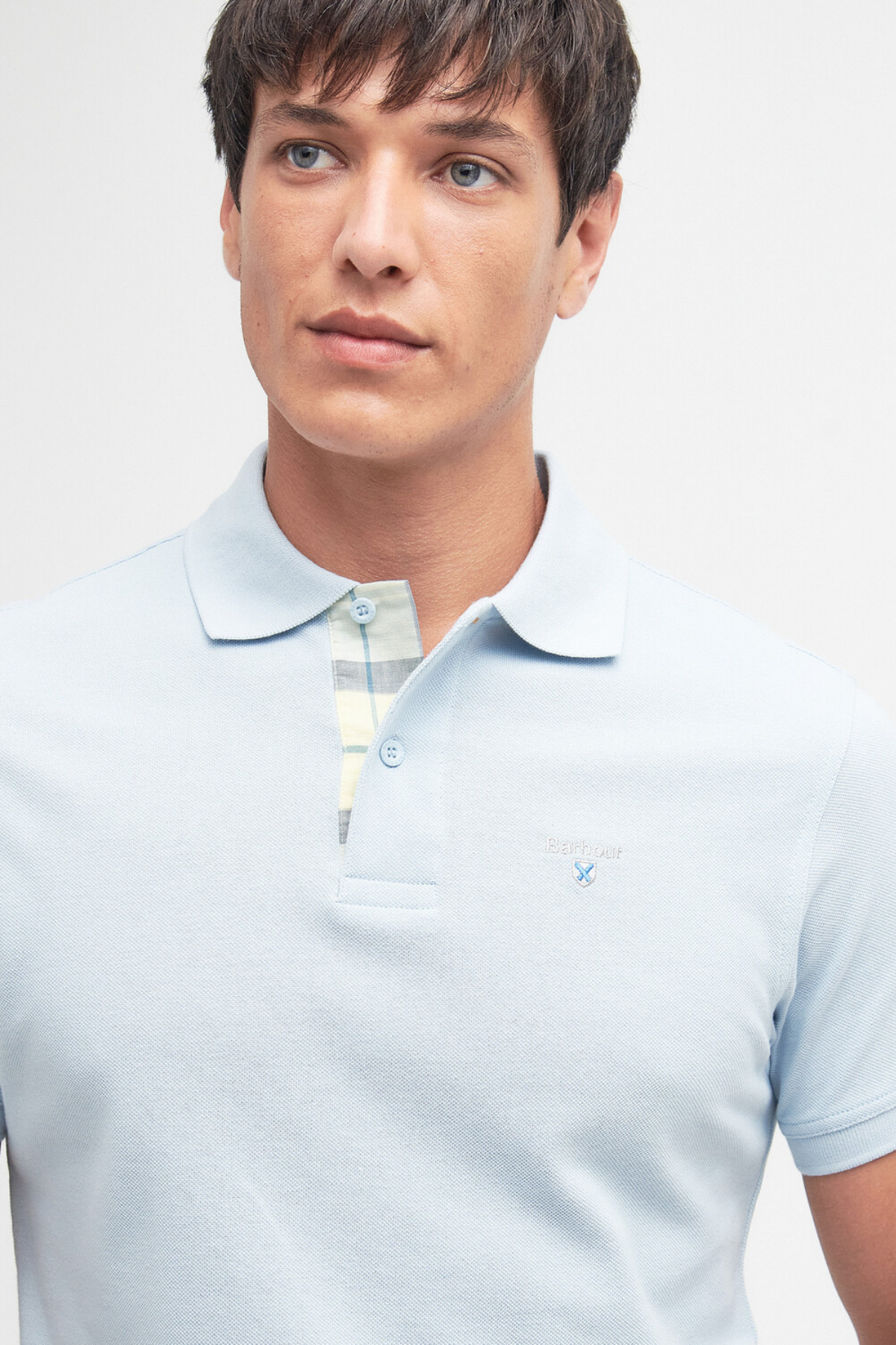 Barbour Tartan Pique Polo Yaka BU44 Niagara Mist