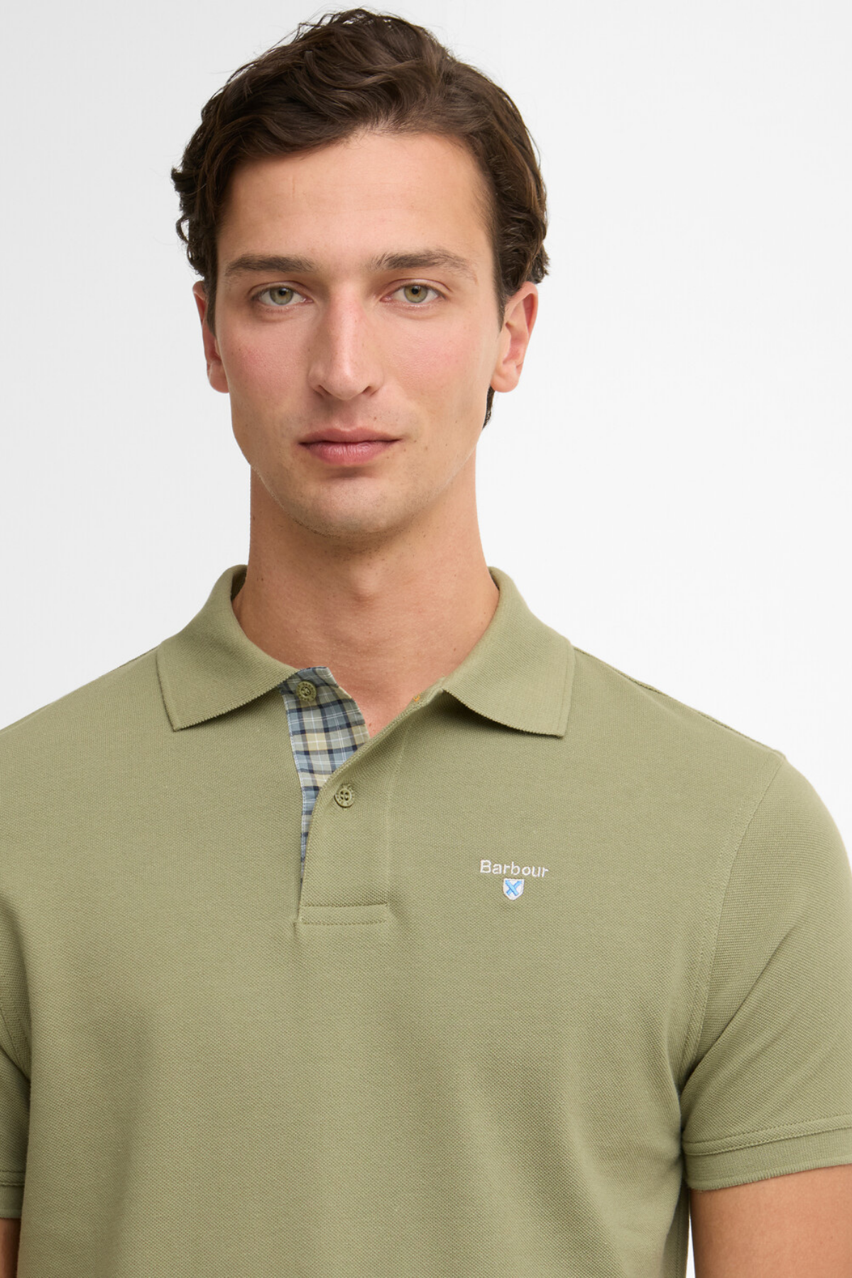 Barbour Tartan Pique Polo Yaka GN64 Laurel Green