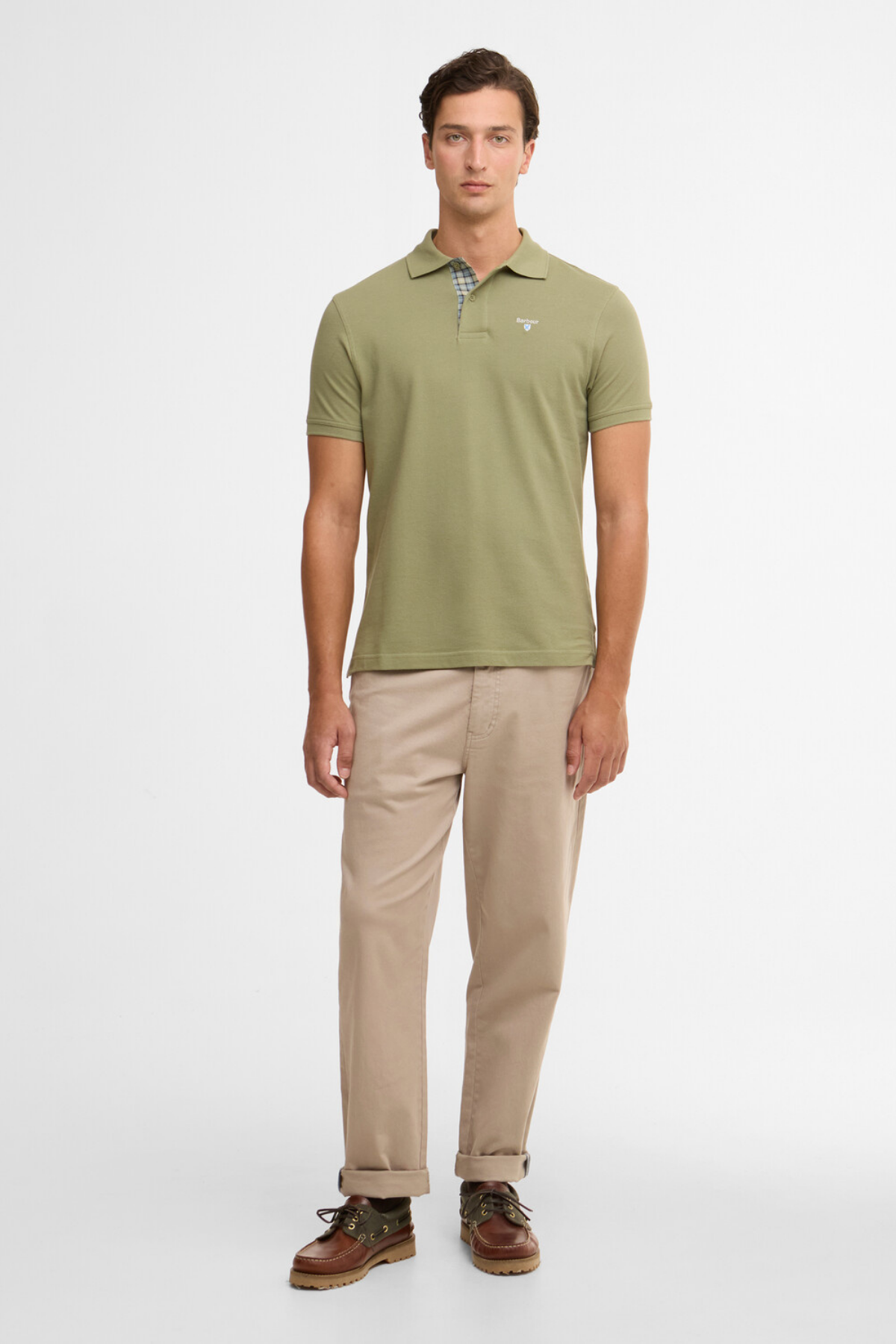 Barbour Tartan Pique Polo Yaka GN64 Laurel Green