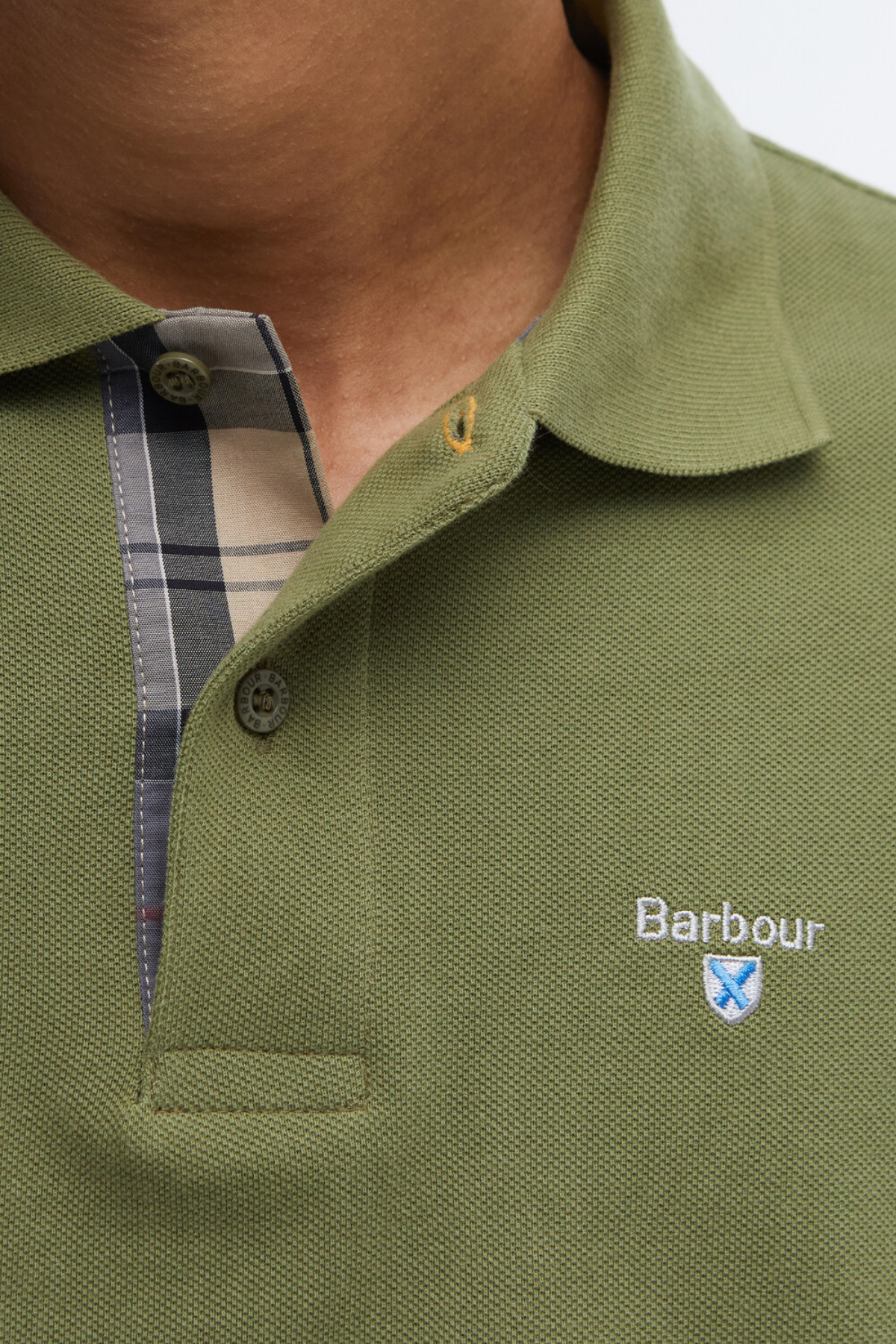 Barbour Tartan Pique Polo Yaka OL39 Burnt Olive