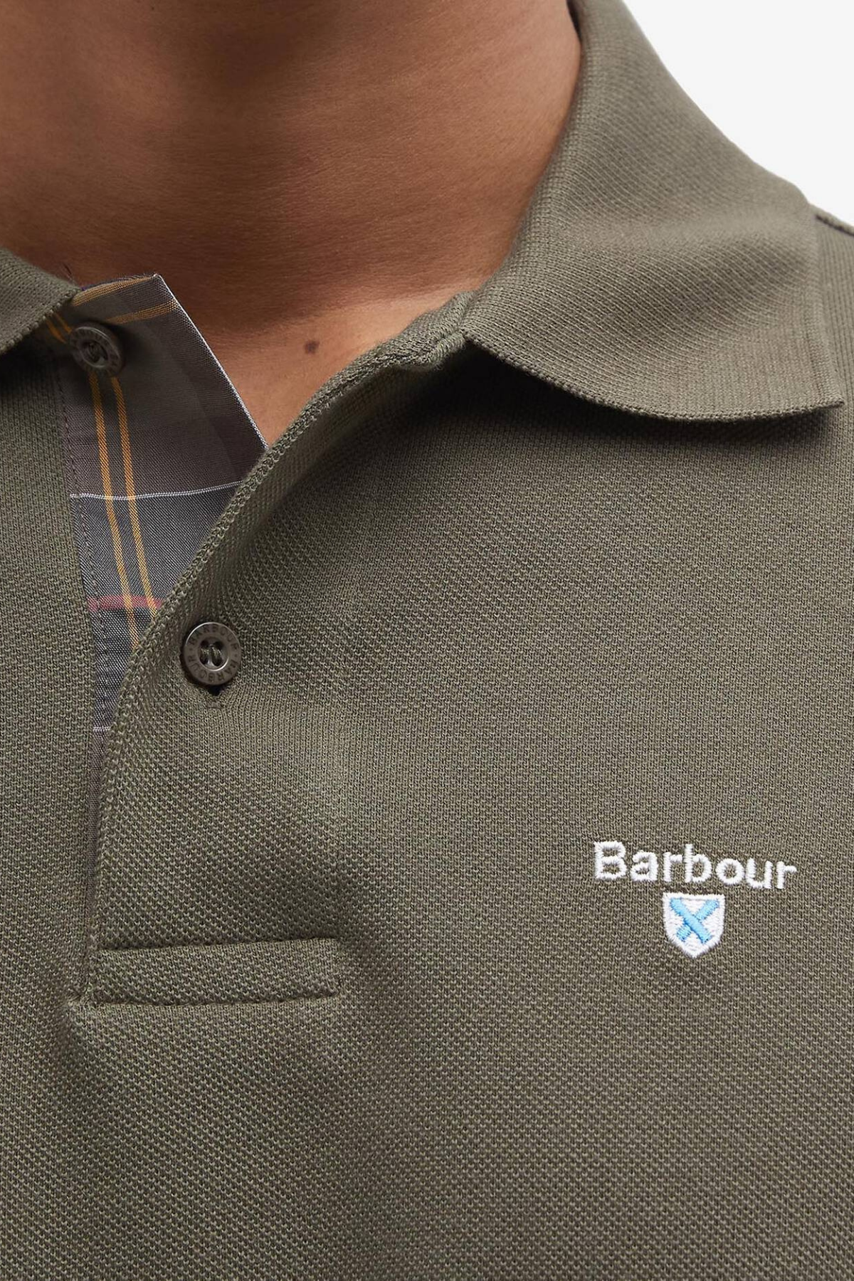 Barbour Tartan Pique Polo Yaka OL51 Olive