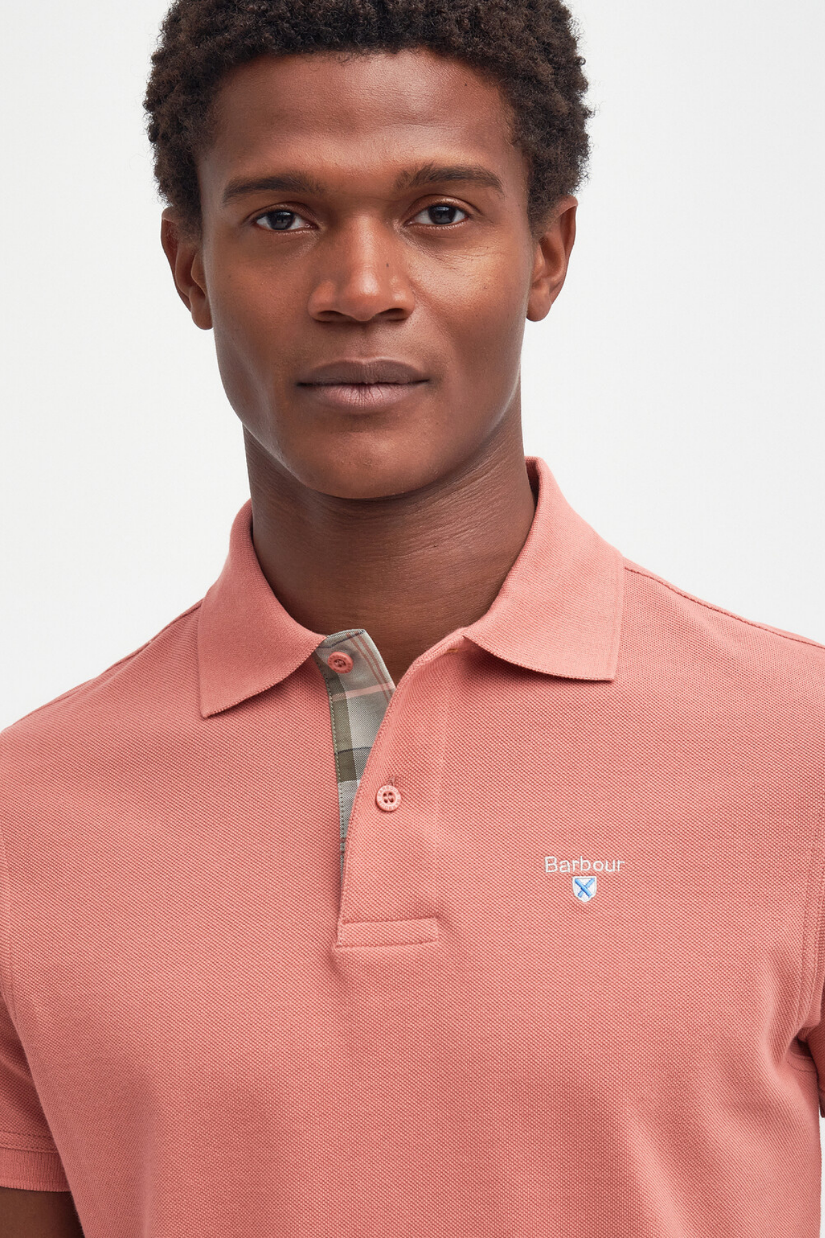 Barbour Tartan Pique Polo Yaka PI55 Pink Clay