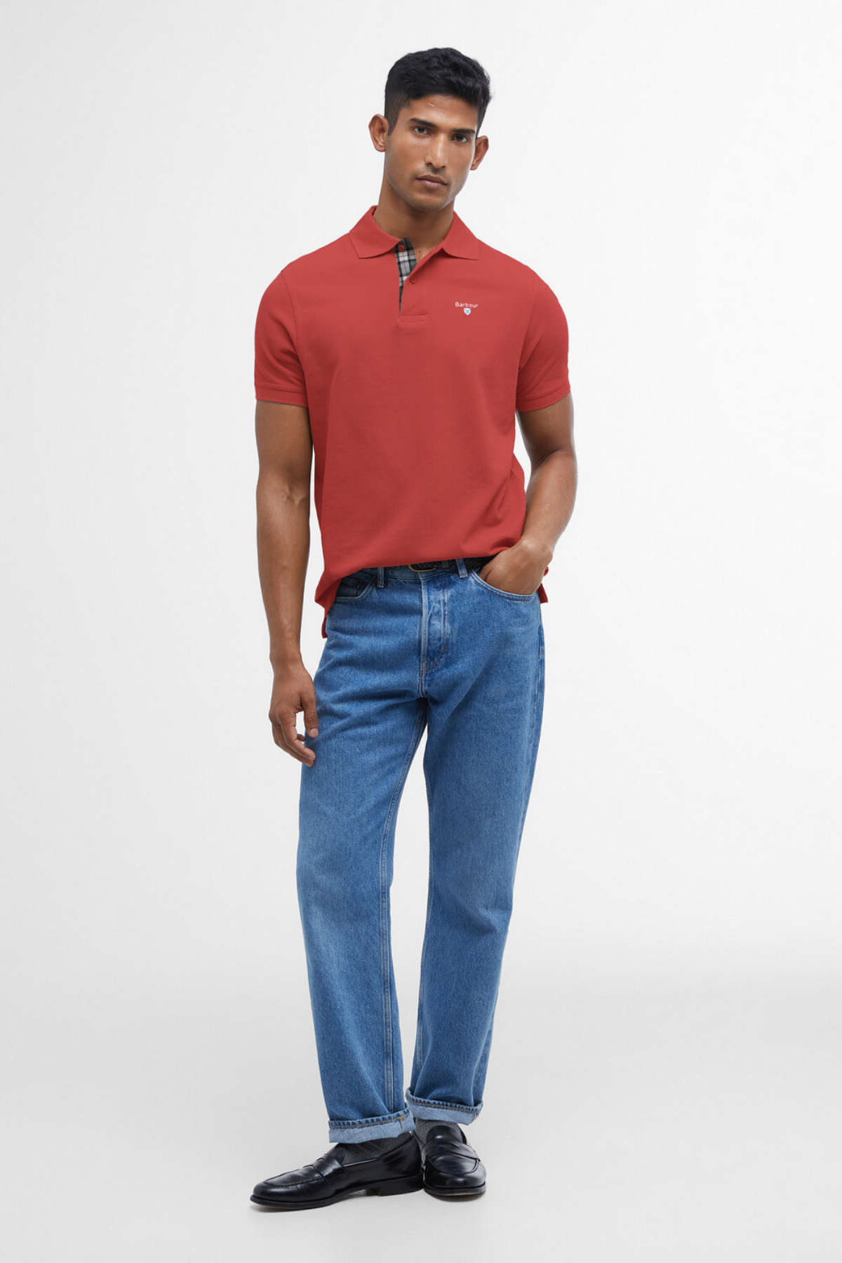 Barbour Tartan Pique Polo Yaka RE25 Red Spice