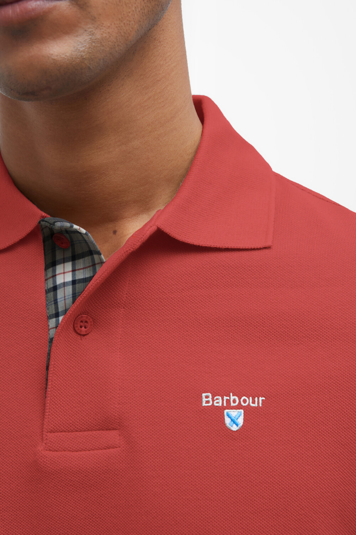 Barbour Tartan Pique Polo Yaka RE25 Red Spice