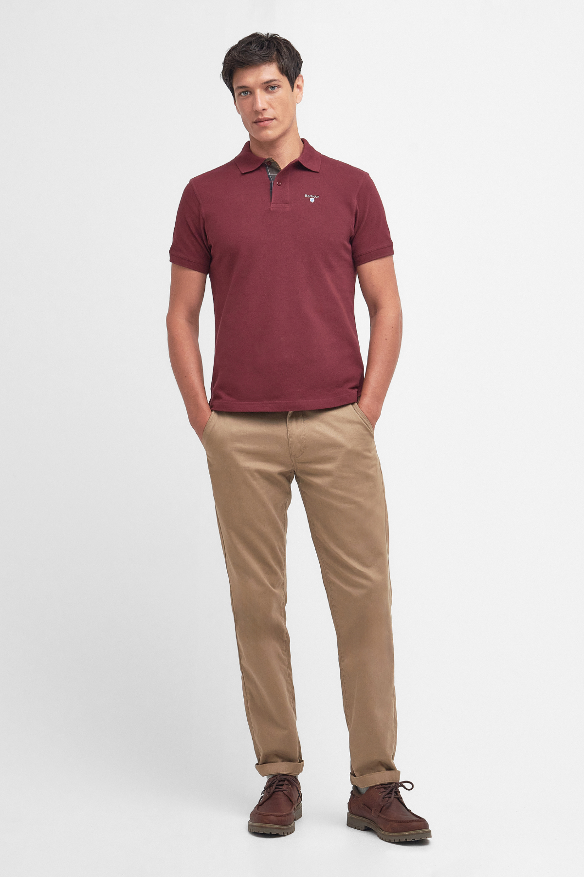 Barbour Tartan Pique Polo Yaka RE53 Ruby
