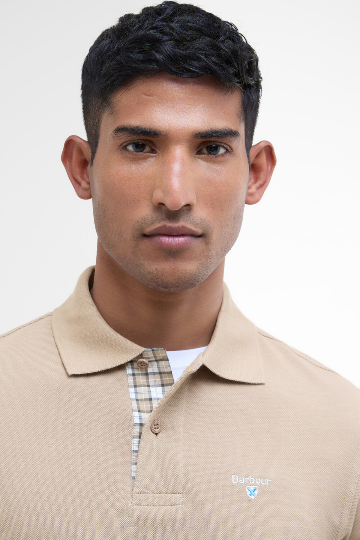 Barbour Tartan Pique Polo Yaka ST17 Washed Stone
