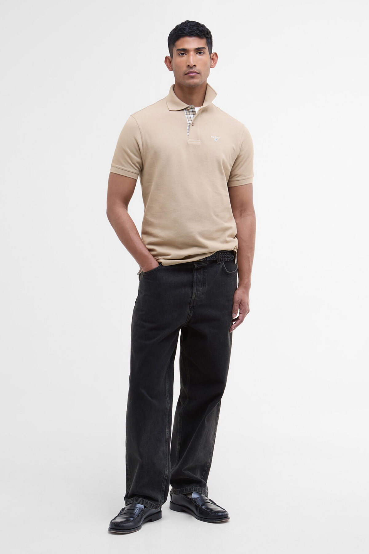 Barbour Tartan Pique Polo Yaka ST17 Washed Stone