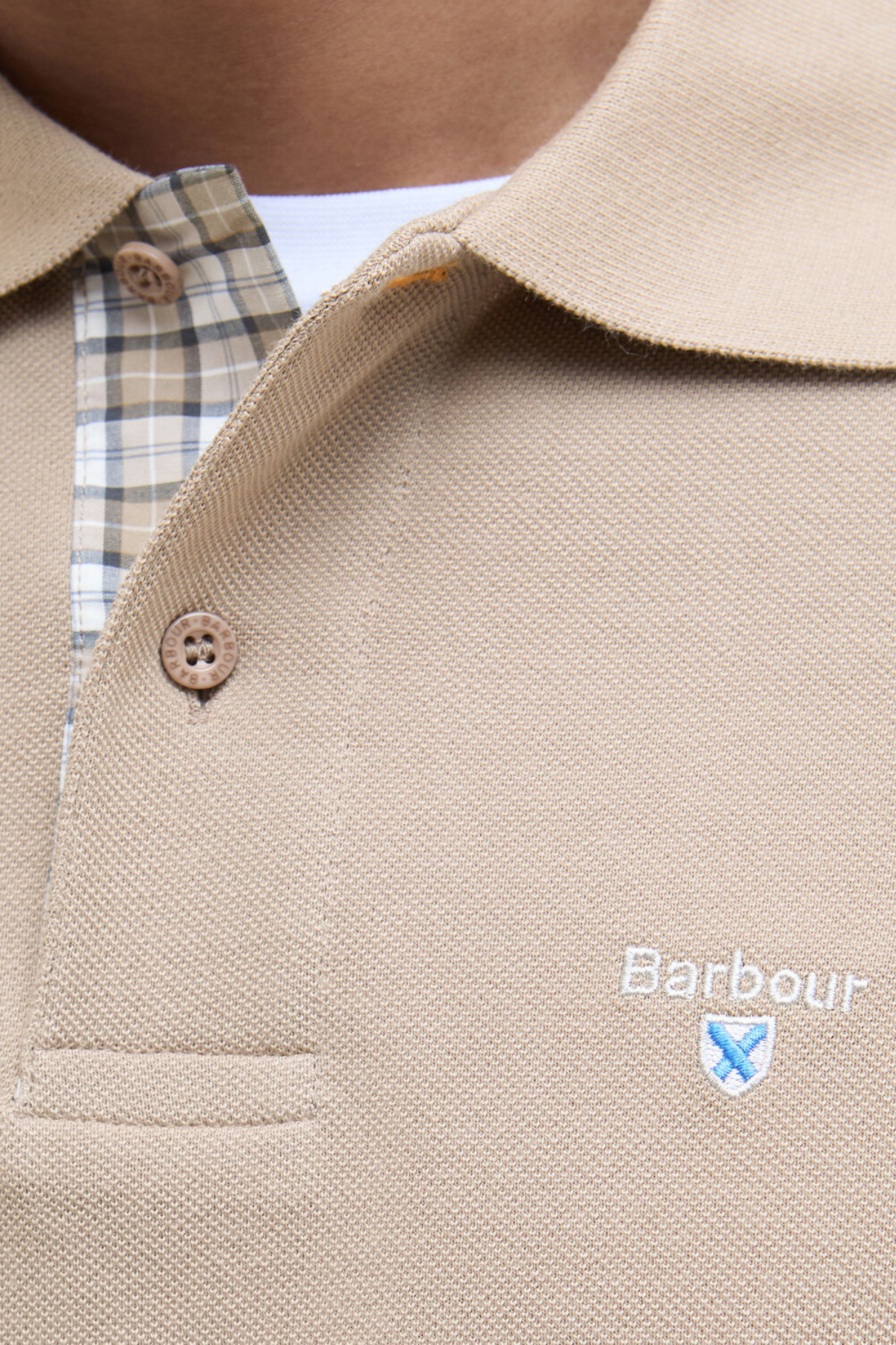 Barbour Tartan Pique Polo Yaka ST17 Washed Stone