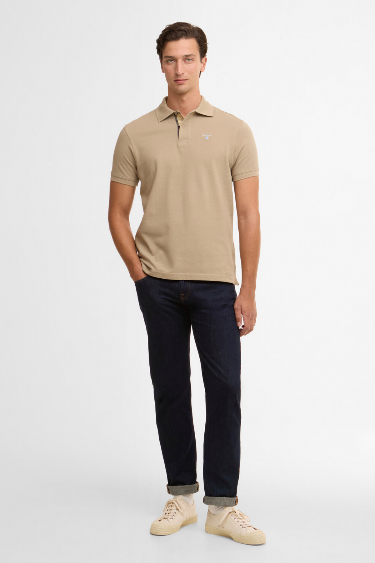 Barbour Tartan Pique Polo Yaka ST39 Washed Stone/Dress