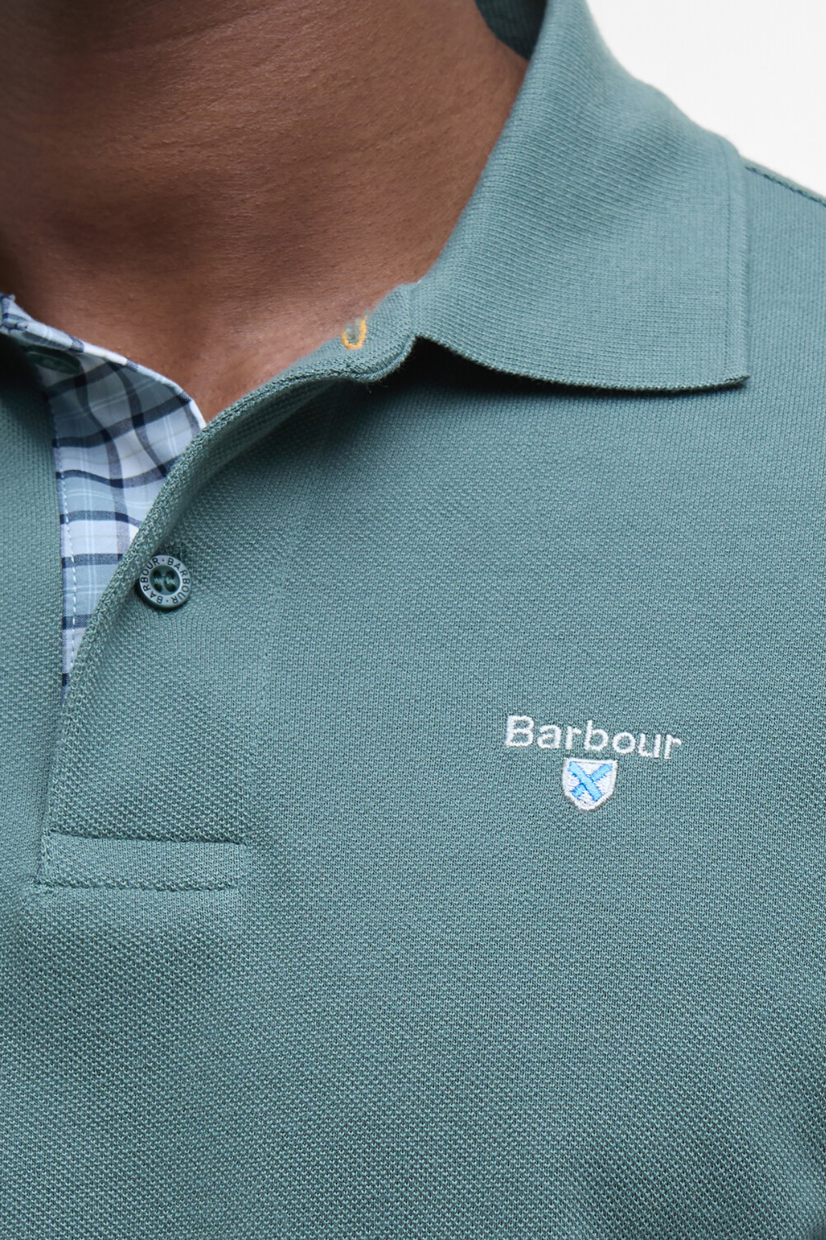 Barbour Tartan Pique Polo Yaka TE31 Vintage Teal