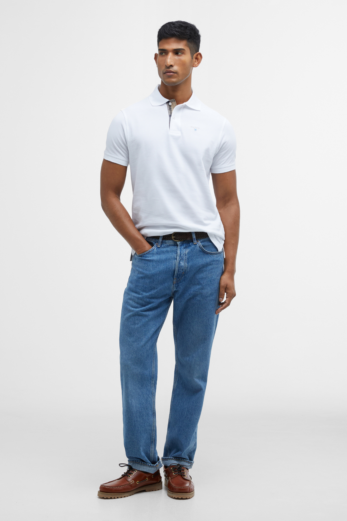 Barbour Tartan Pique Polo Yaka WH11 White-Dress