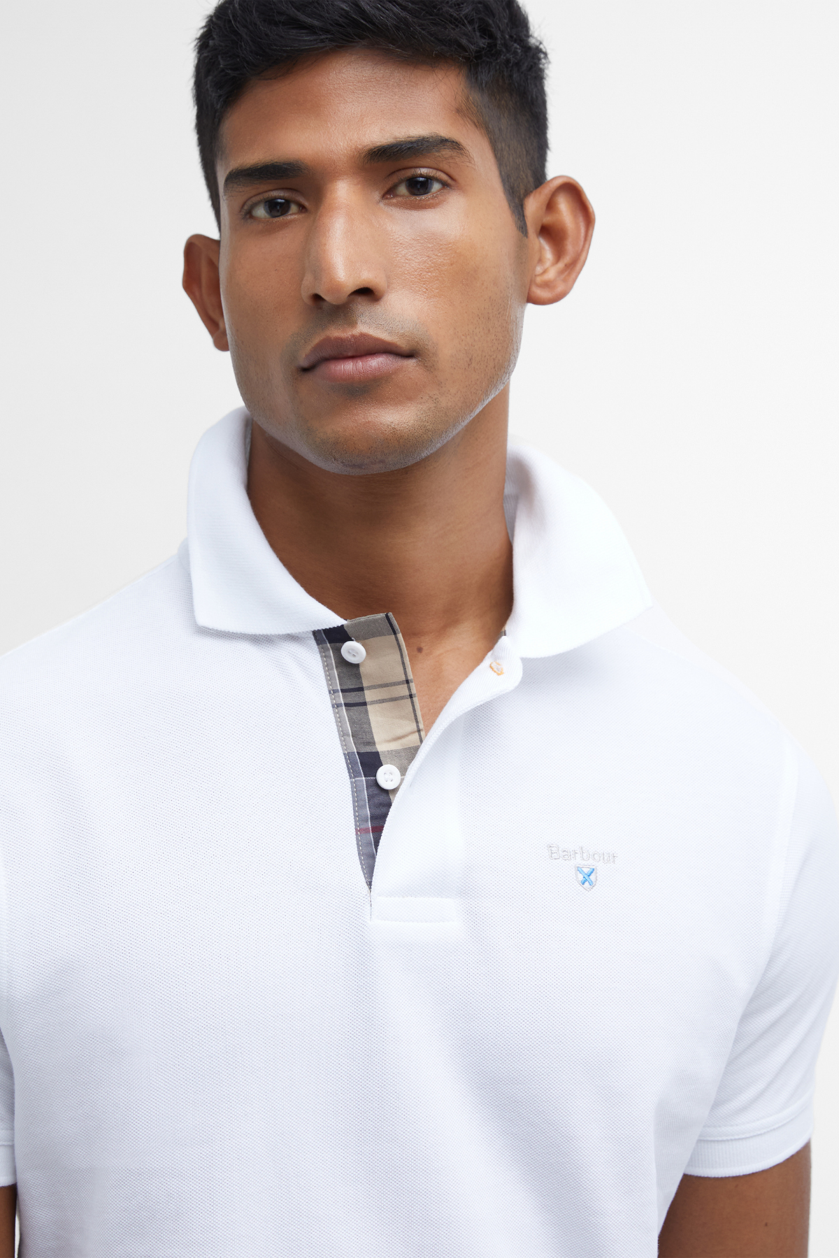 Barbour Tartan Pique Polo Yaka WH11 White-Dress