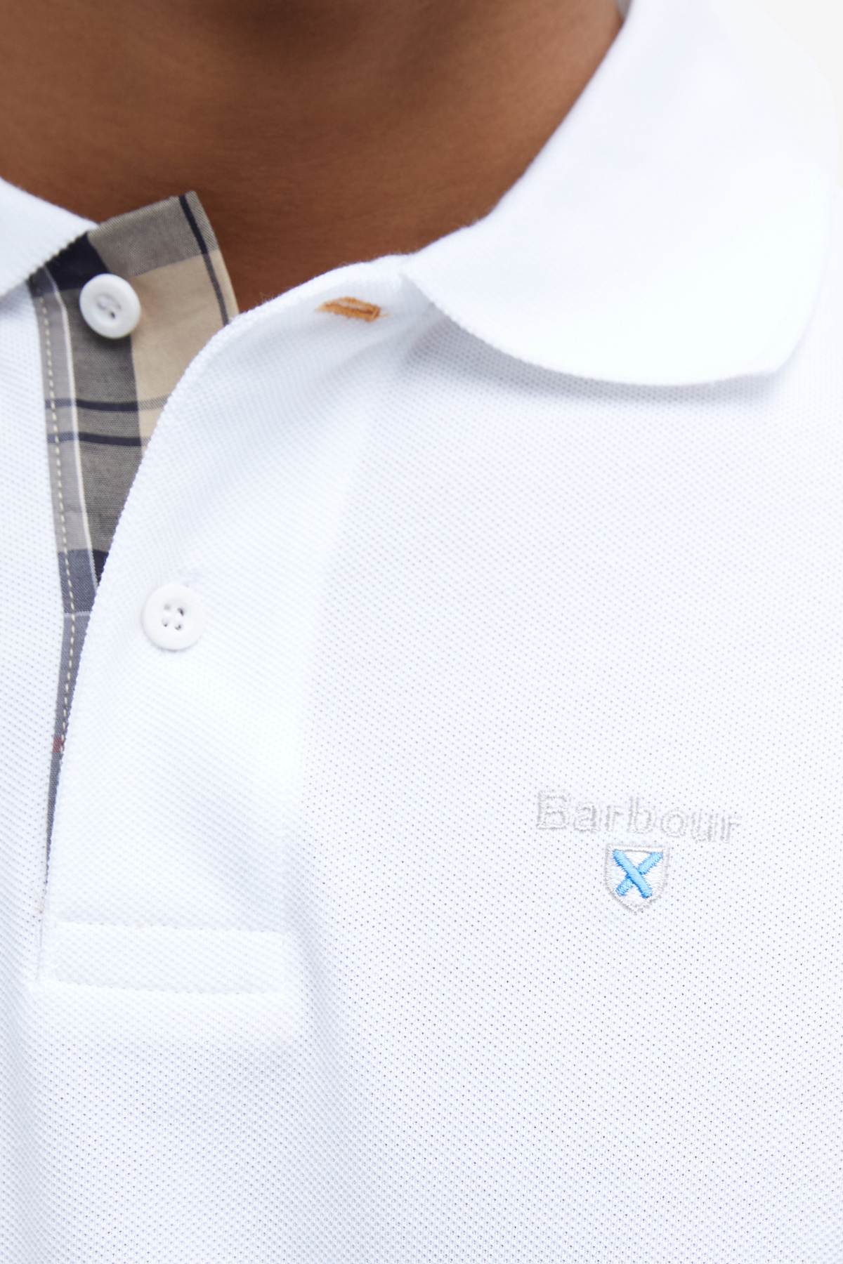 Barbour Tartan Pique Polo Yaka WH11 White-Dress