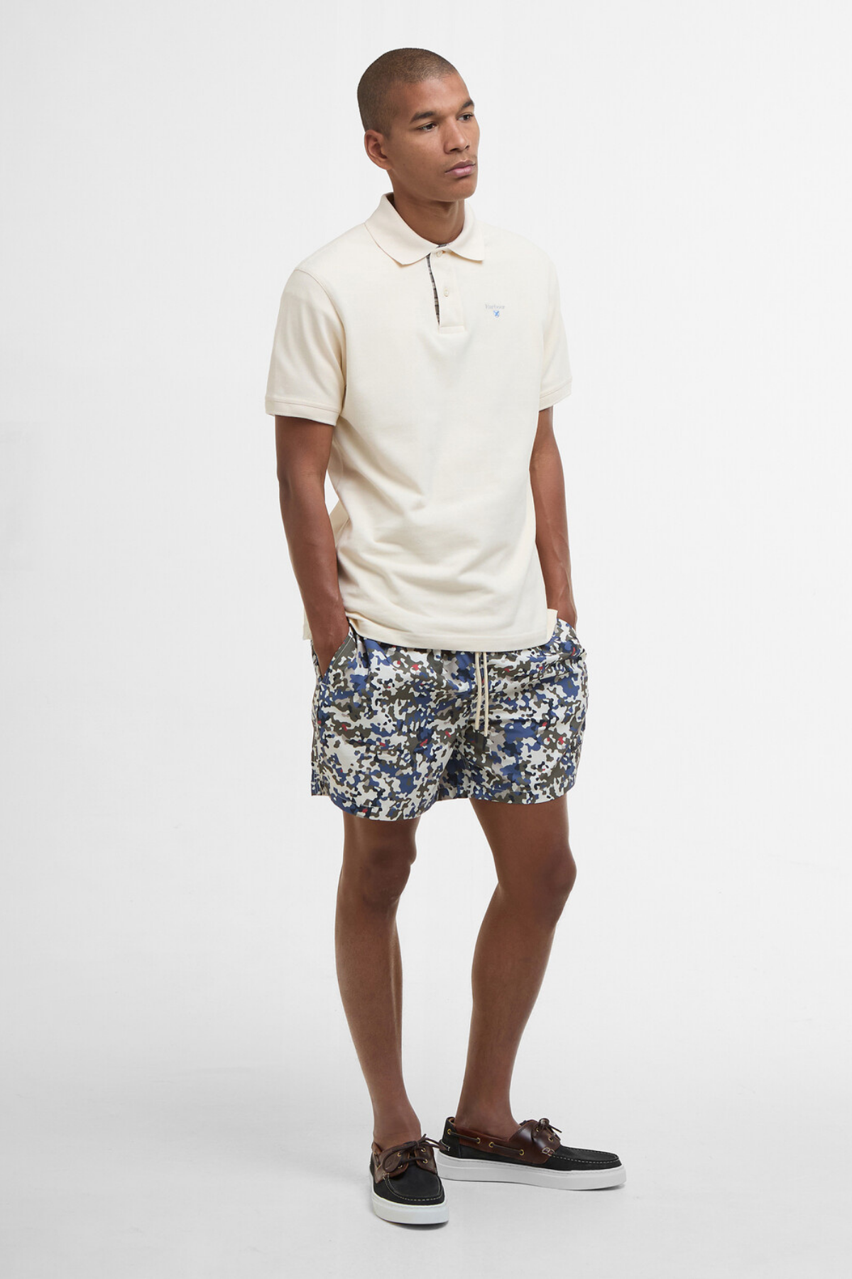 Barbour Tartan Pique Polo Yaka WH52 Antique White