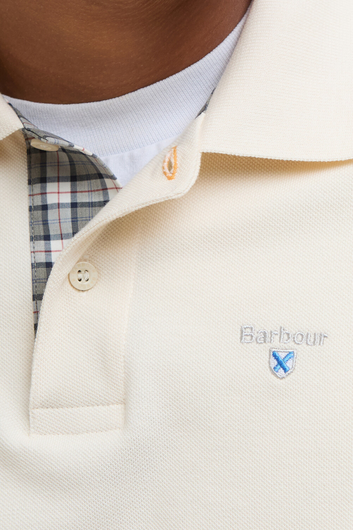 Barbour Tartan Pique Polo Yaka WH52 Antique White