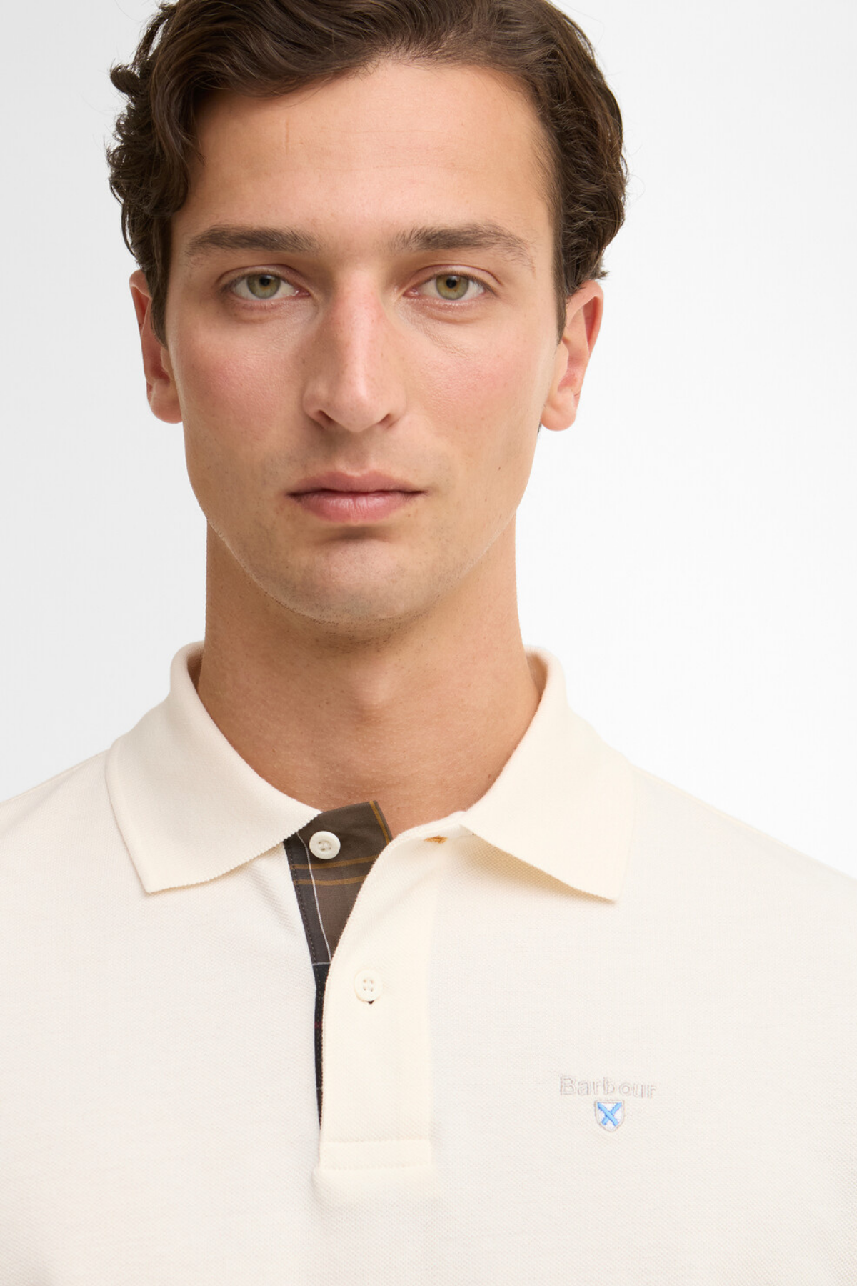 Barbour Tartan Pique Polo Yaka WH71 Whisper White/Classic