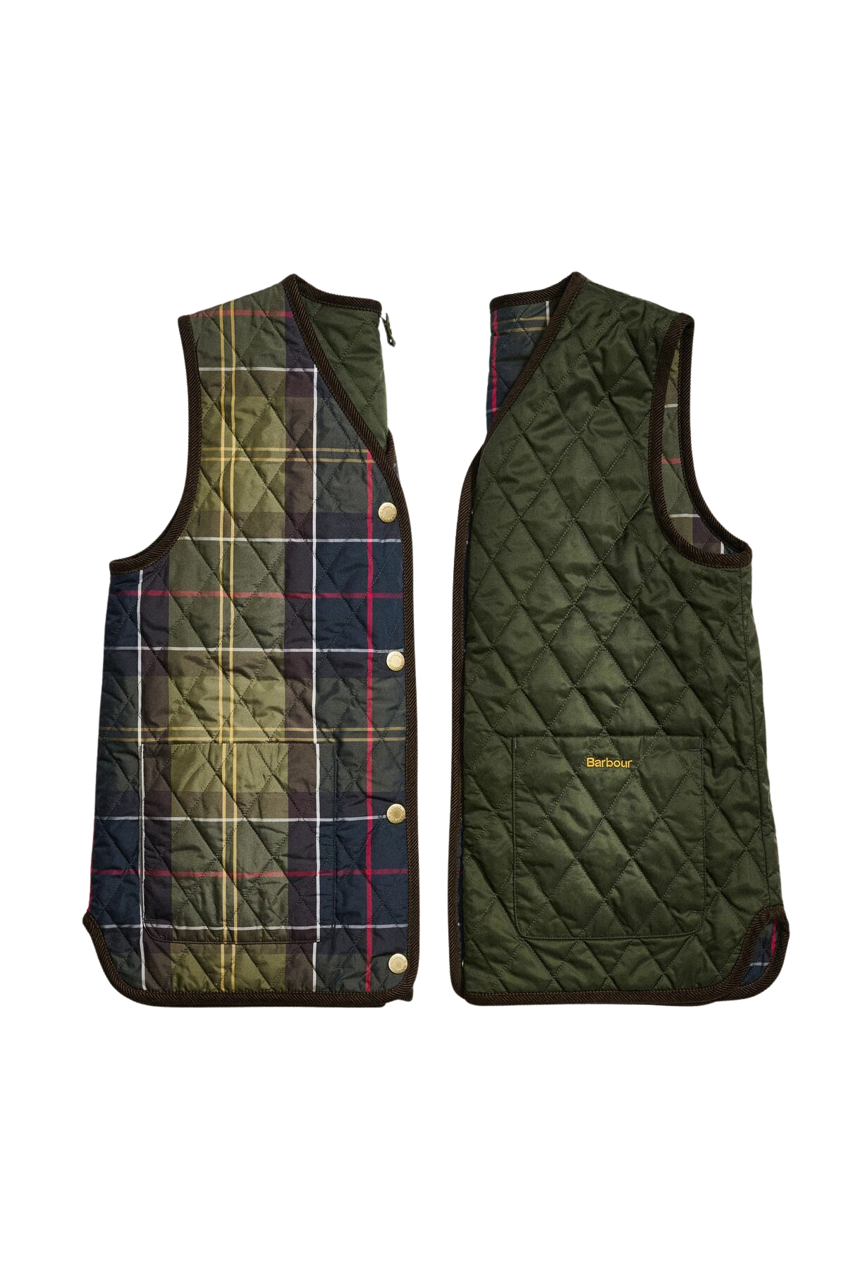 Barbour Tartan Reimagined Icons Reversible İçlik Yelek OL74 Olive Classic