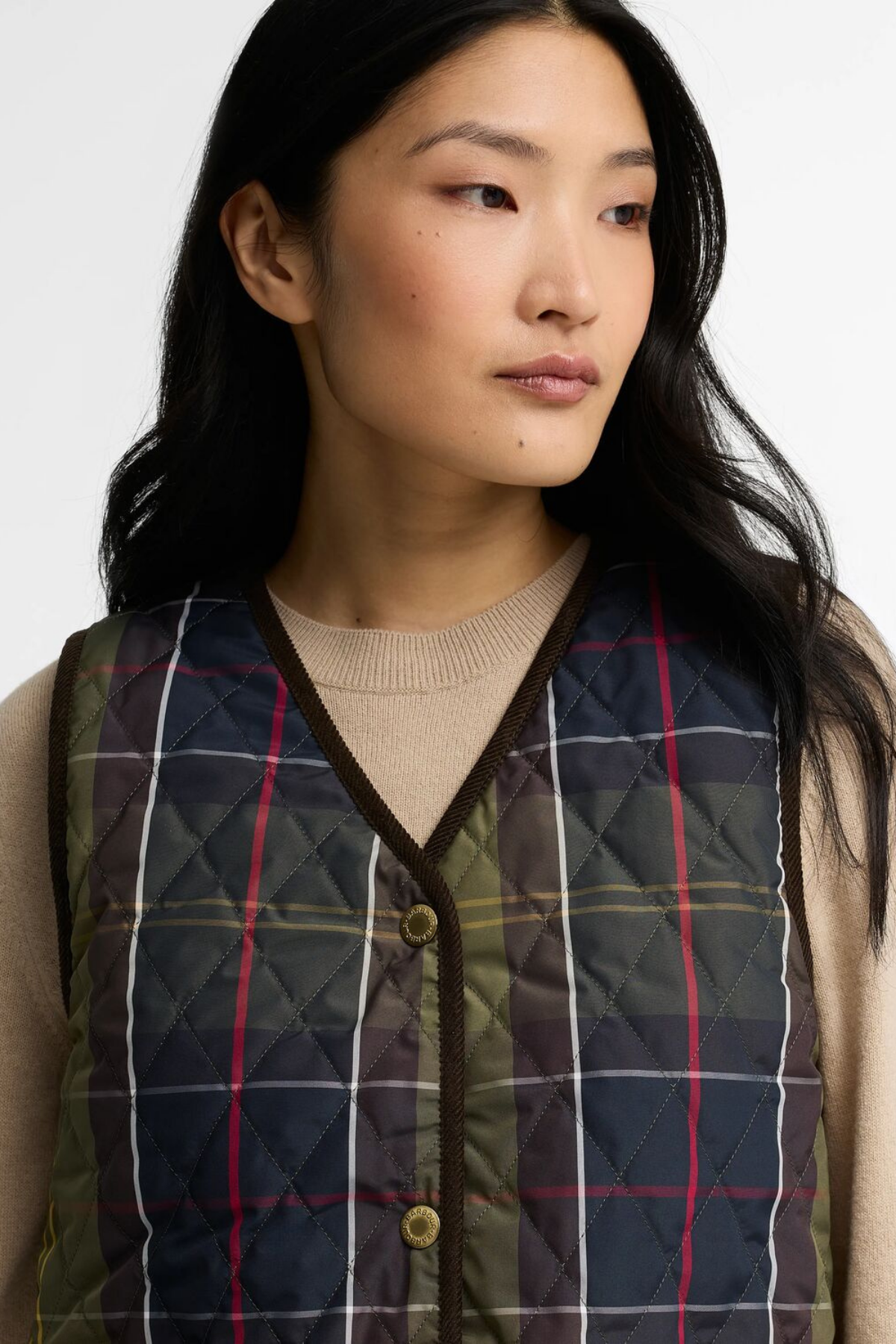 Barbour Tartan Reimagined Icons Reversible İçlik Yelek OL74 Olive Classic