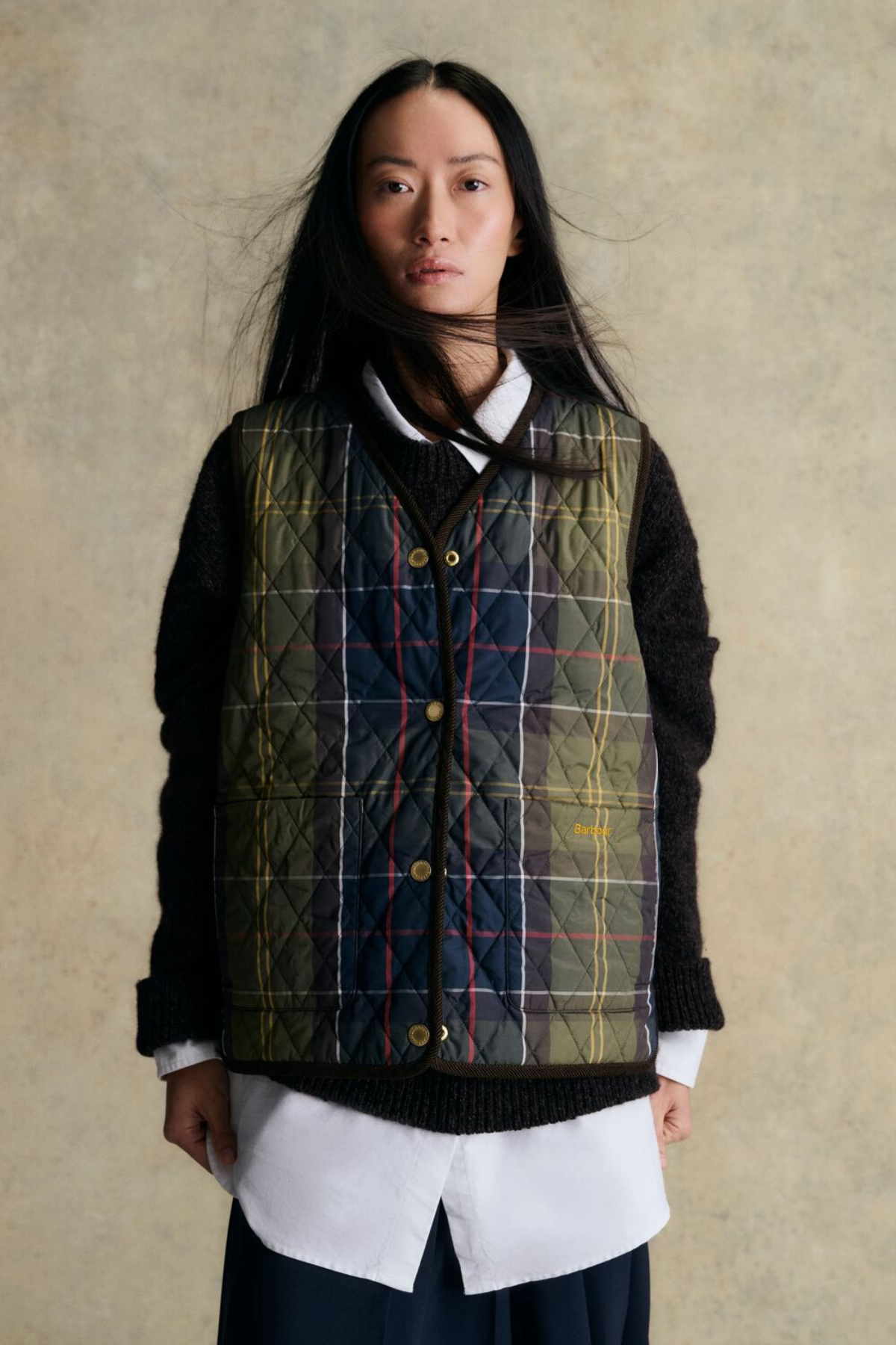 Barbour Tartan Reimagined Icons Reversible İçlik Yelek OL74 Olive Classic