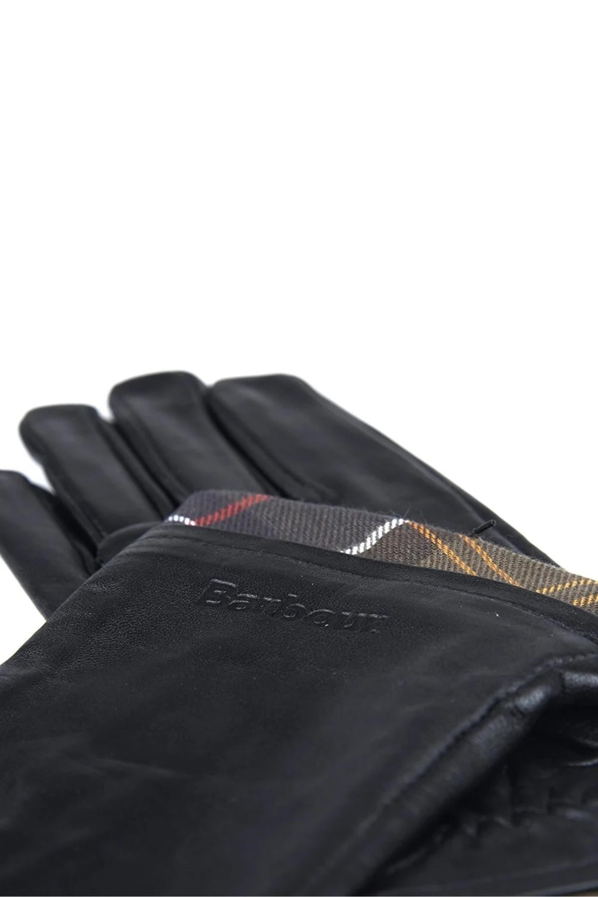 Barbour Tartan Trimmed Deri Eldiven BK11 Black