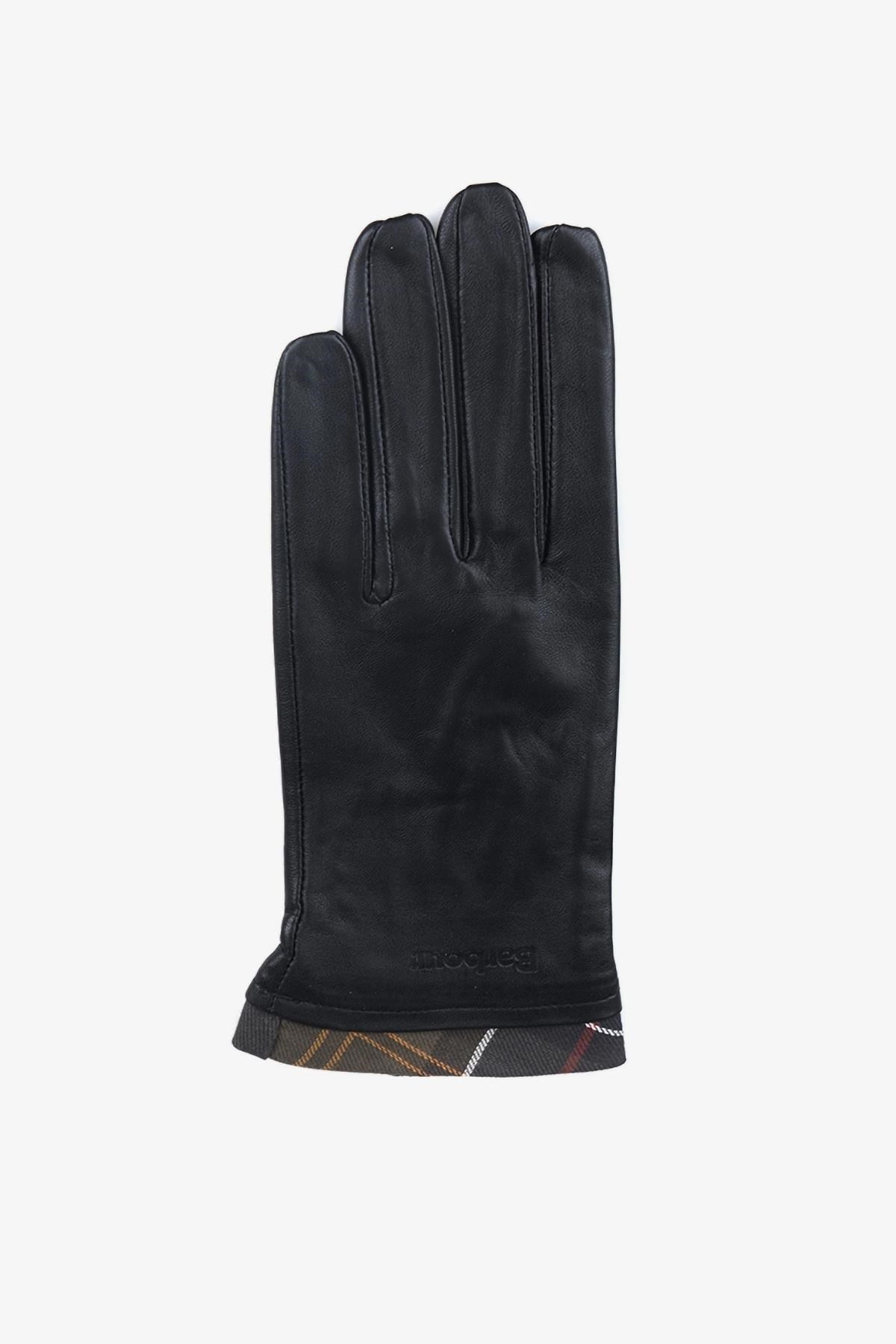 Barbour Tartan Trimmed Deri Eldiven BK11 Black