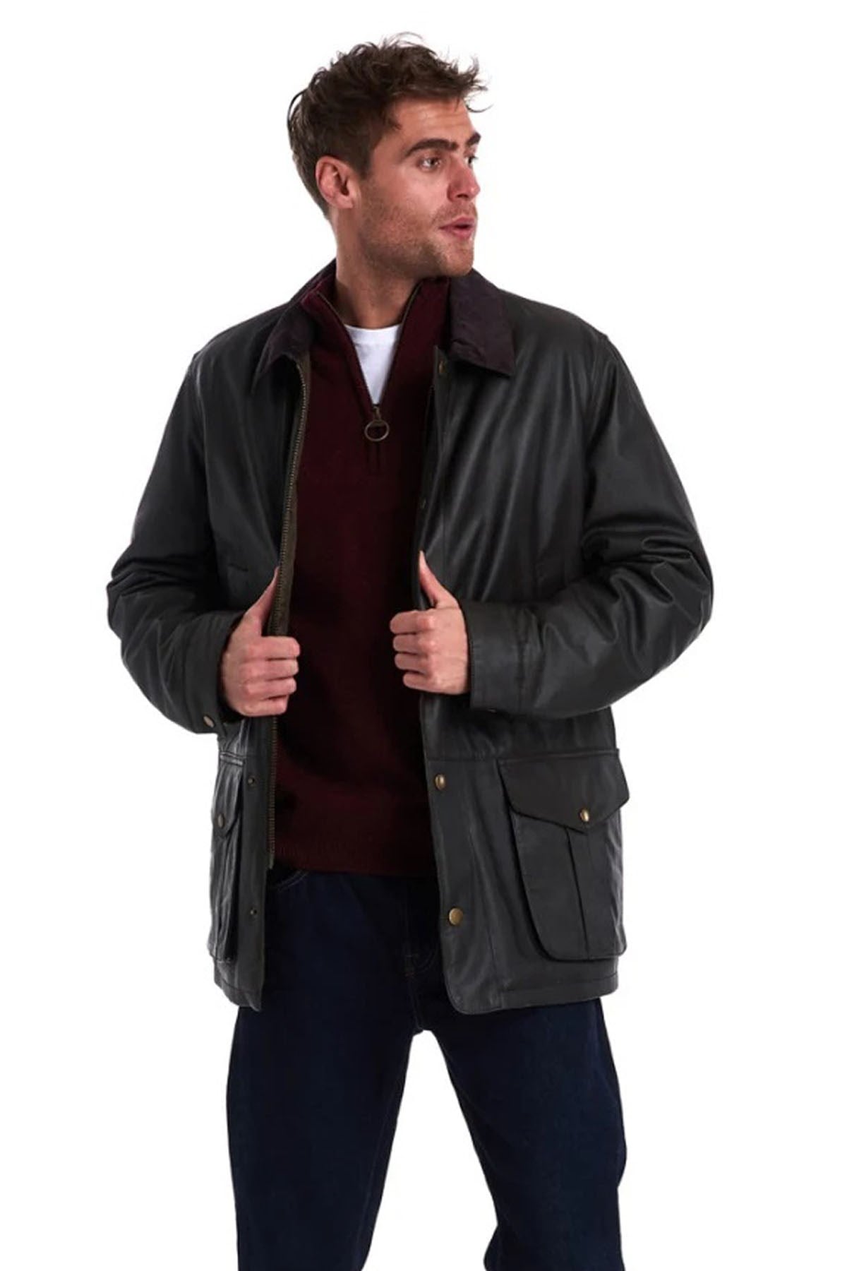 Barbour Tisbury Half Zip Kazak RE53 Ruby
