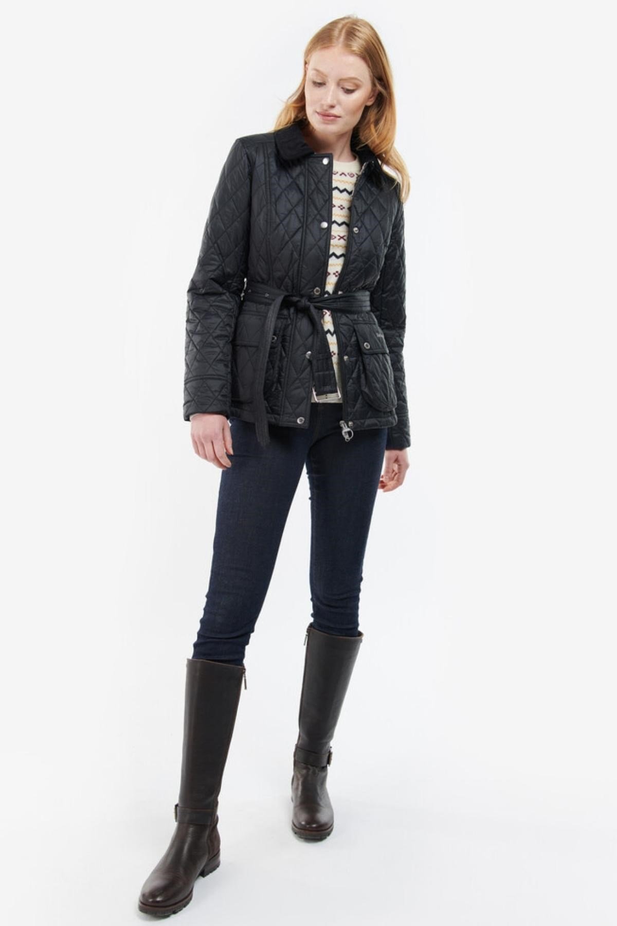Barbour Trefoil Kadın Kapitone Ceket Black/Renaissance Floral