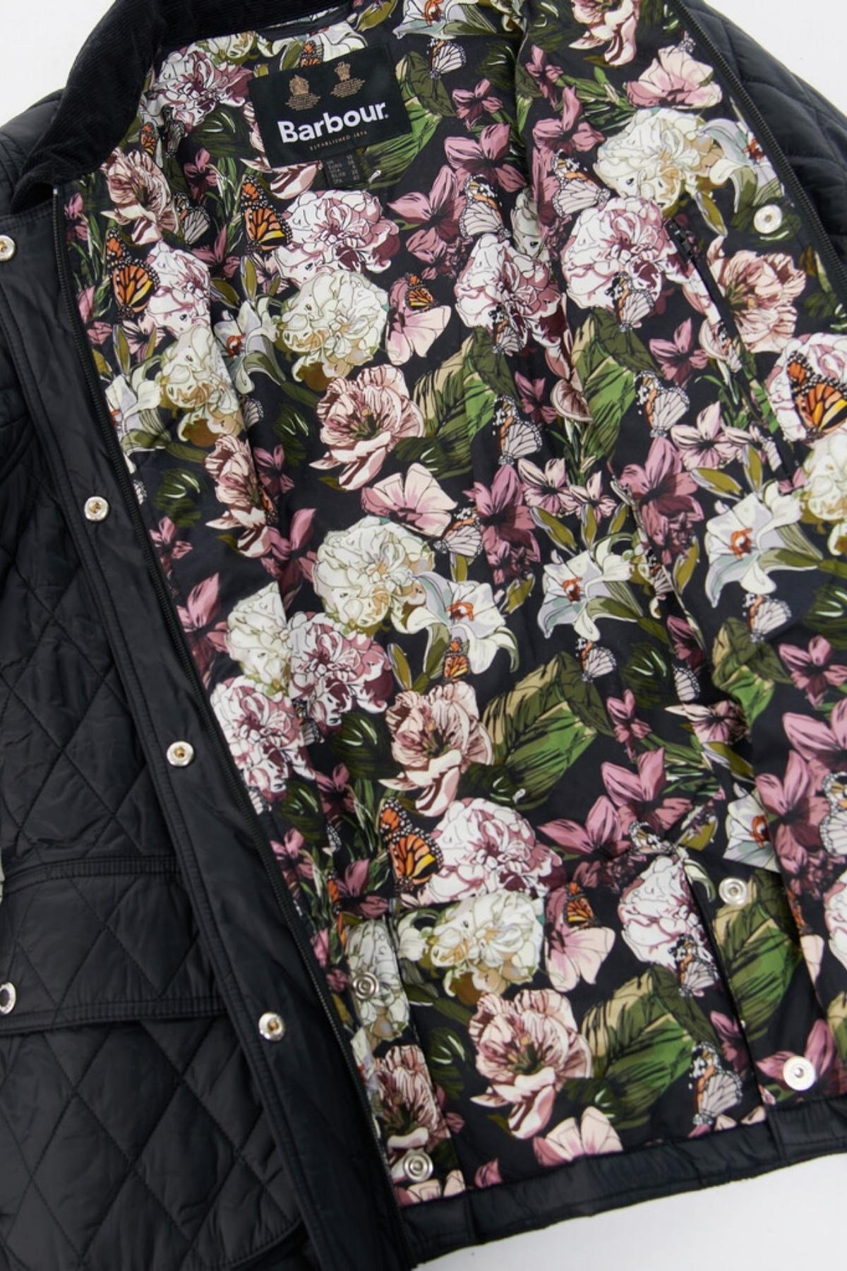 Barbour Trefoil Kadın Kapitone Ceket Black/Renaissance Floral