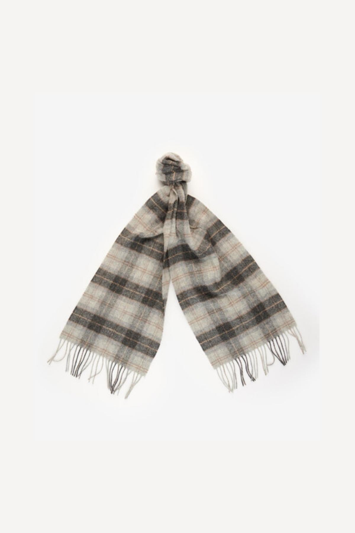 Barbour Unisex Tartan Yün Atkı (%100 Lambswool) TN86 Greystone