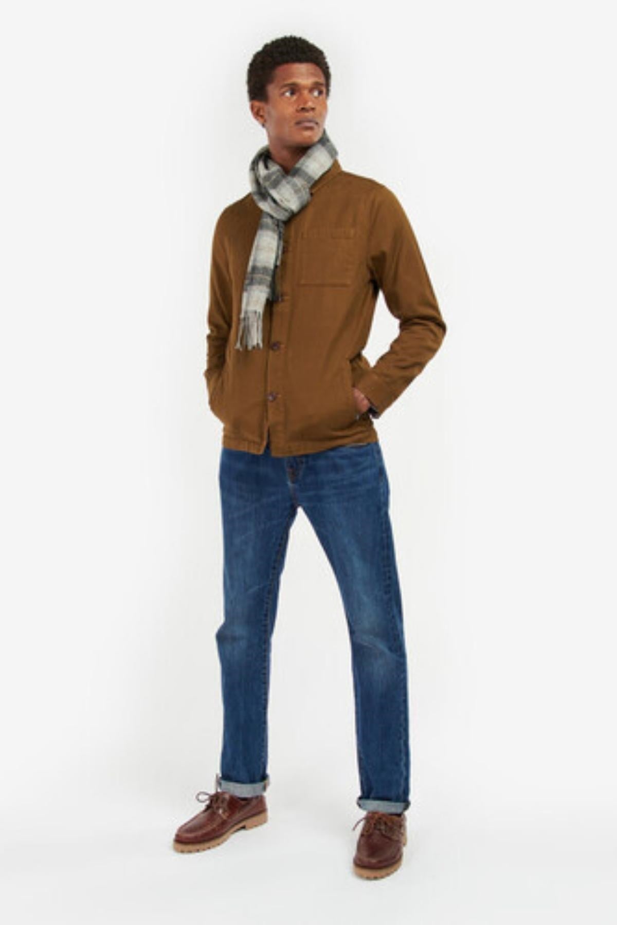 Barbour Unisex Tartan Yün Atkı (%100 Lambswool) TN86 Greystone