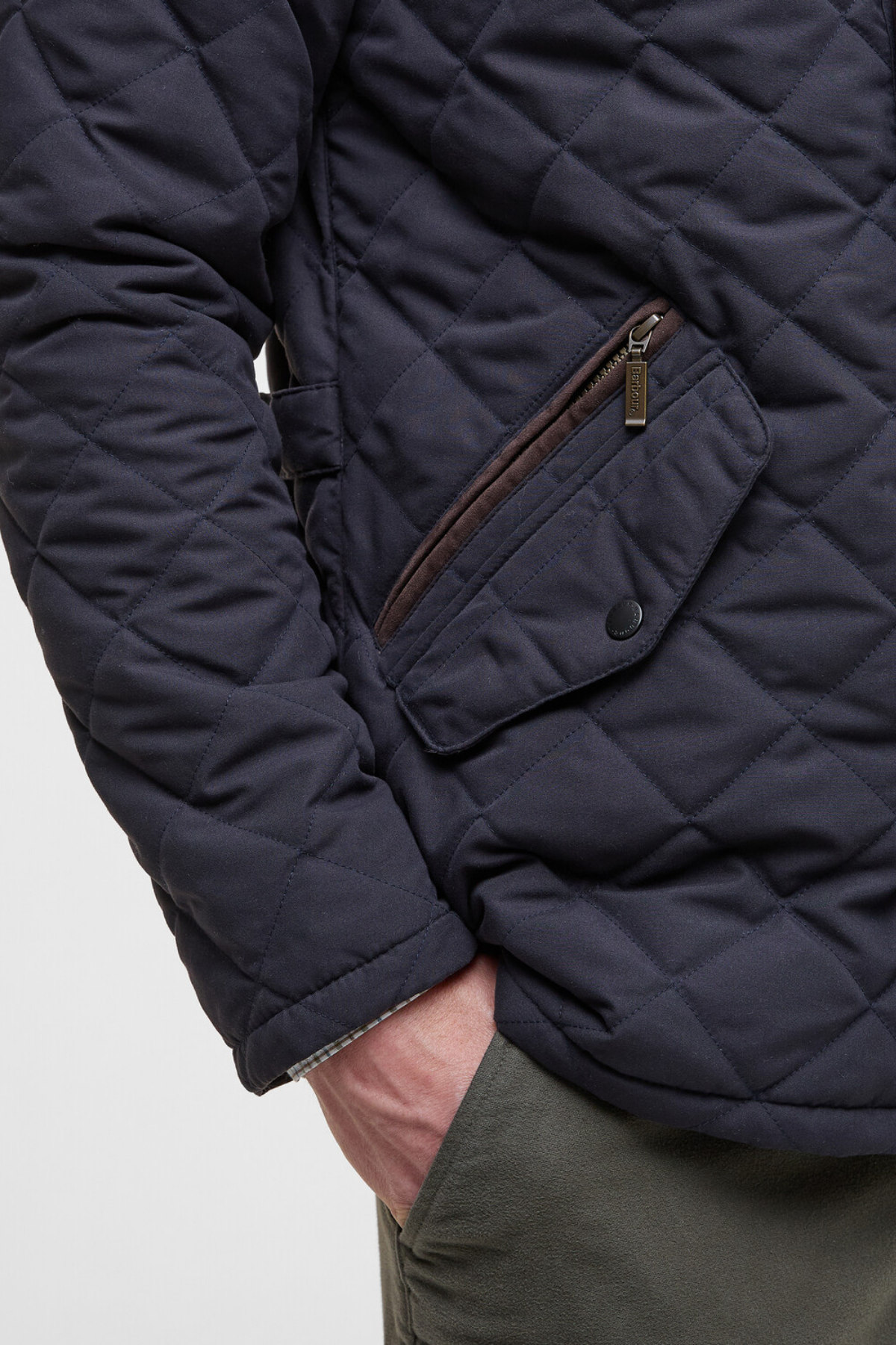 Barbour Waterproof Shoveler Kapitone Ceket NY91 Dark Navy/Rosemary Tartan