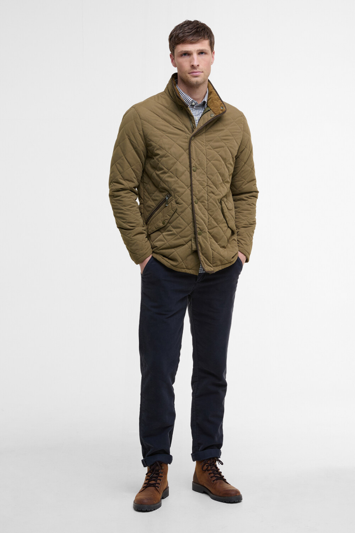 Barbour Waterproof Shoveler Kapitone Ceket OL52 Clay