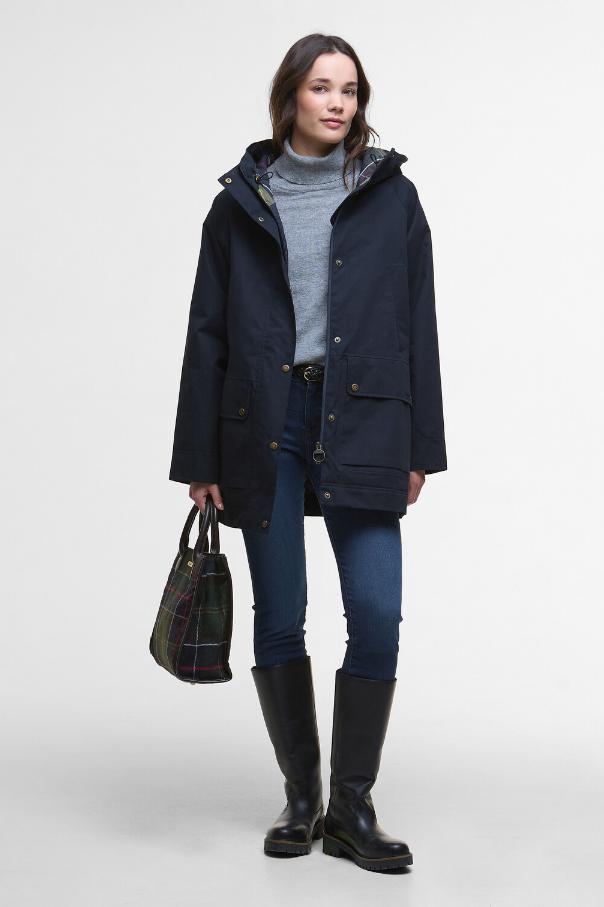 Barbour Winter Beadnell Waterproof Ceket NY92 Deep Navy/Classic