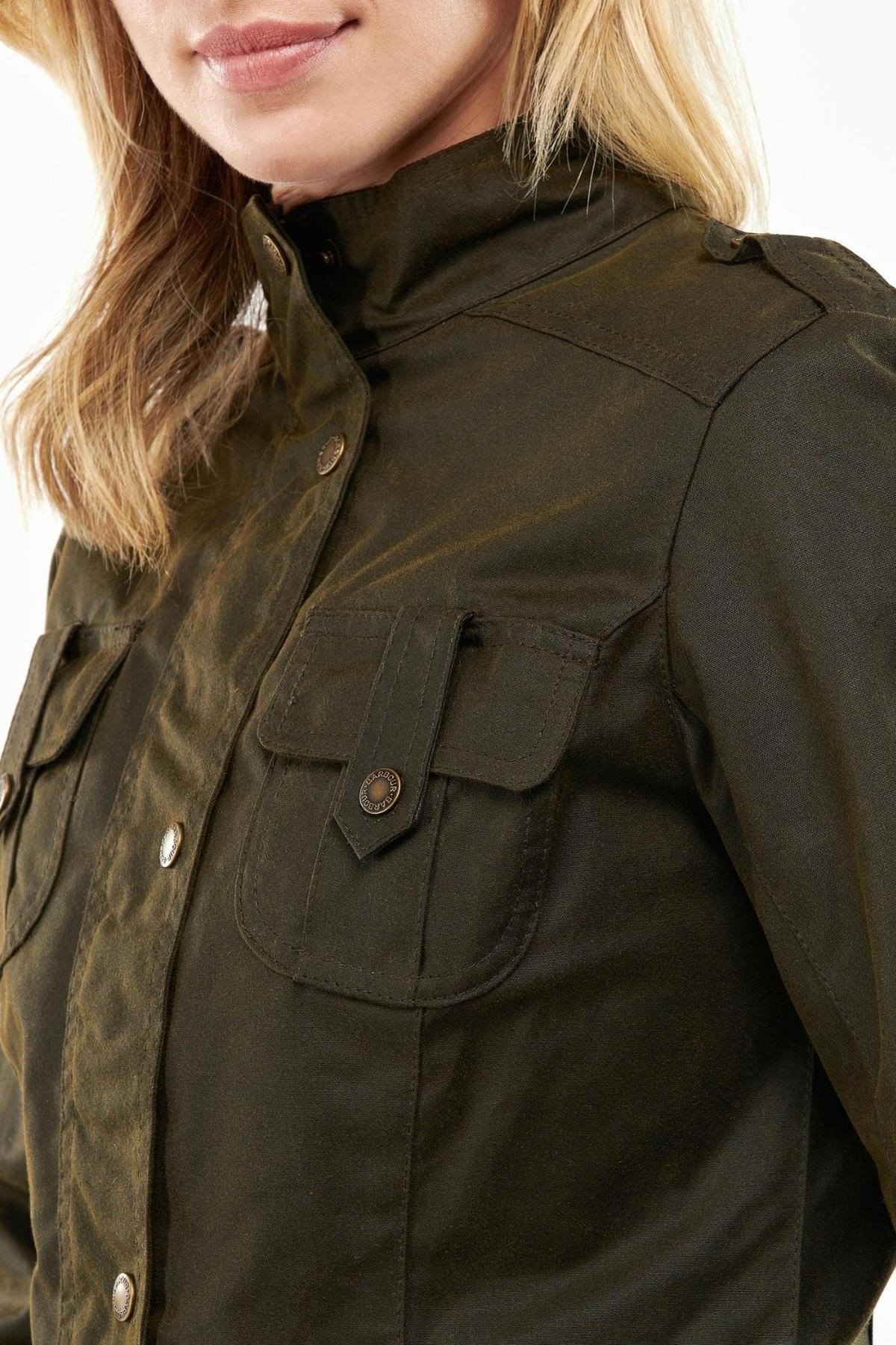 Barbour Winter Defence Kadın Yağlı Ceket OL51 Archive Olive/Classic